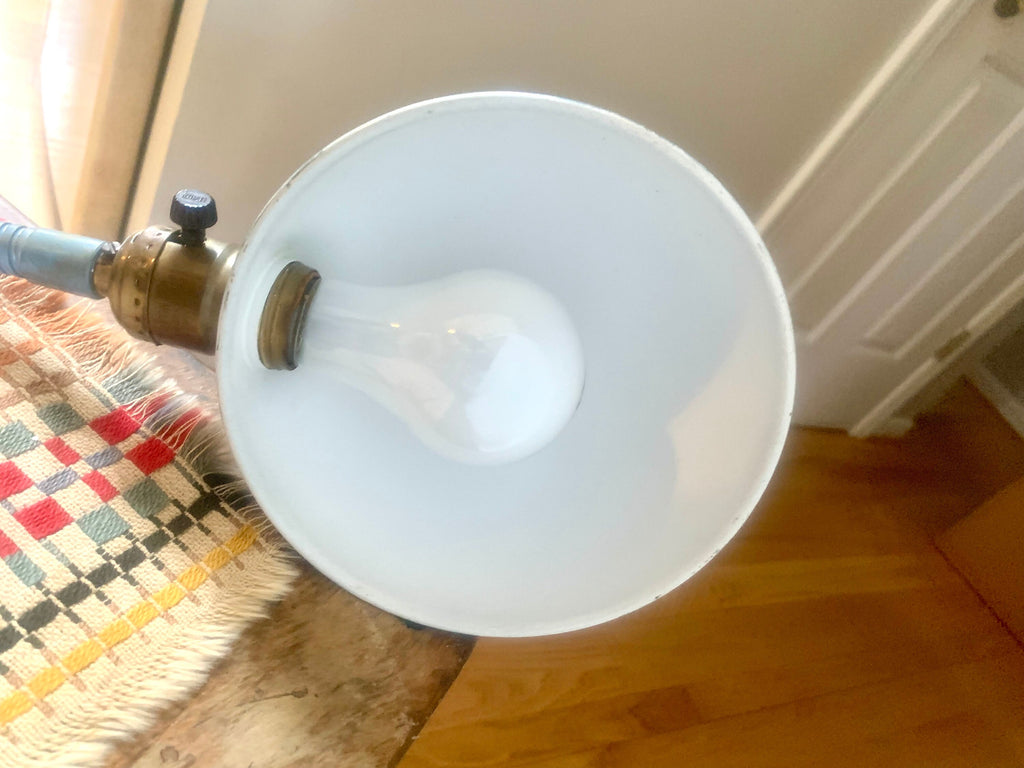 Vintage Blue Goose Neck Lamp | Industrial Flexible Desk Lamp | Blue Adjustable Desk Lamp | Distressed Style Paint Desk Lamp |