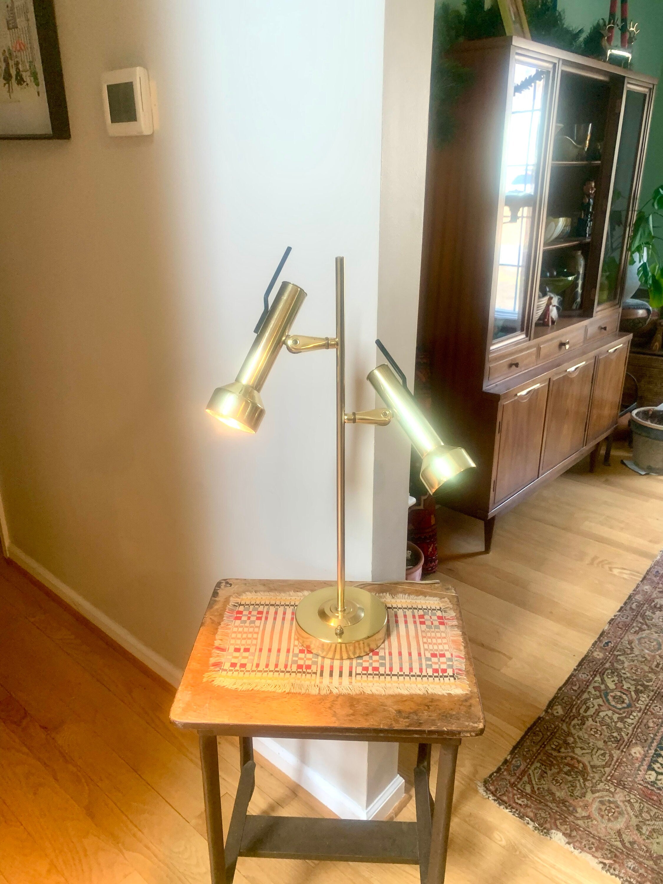 Vintage Brass MCM Table Lamp | Adjustable Brass Table Lamp | Brass Adjustable Spotlight | Mid Century Table Lamp