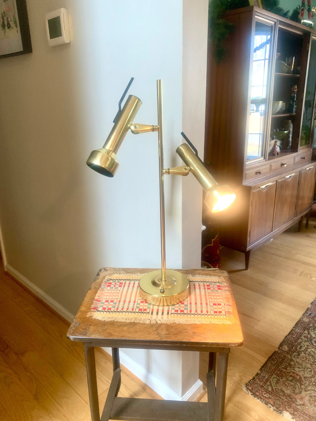 Vintage Brass MCM Table Lamp | Adjustable Brass Table Lamp | Brass Adjustable Spotlight | Mid Century Table Lamp