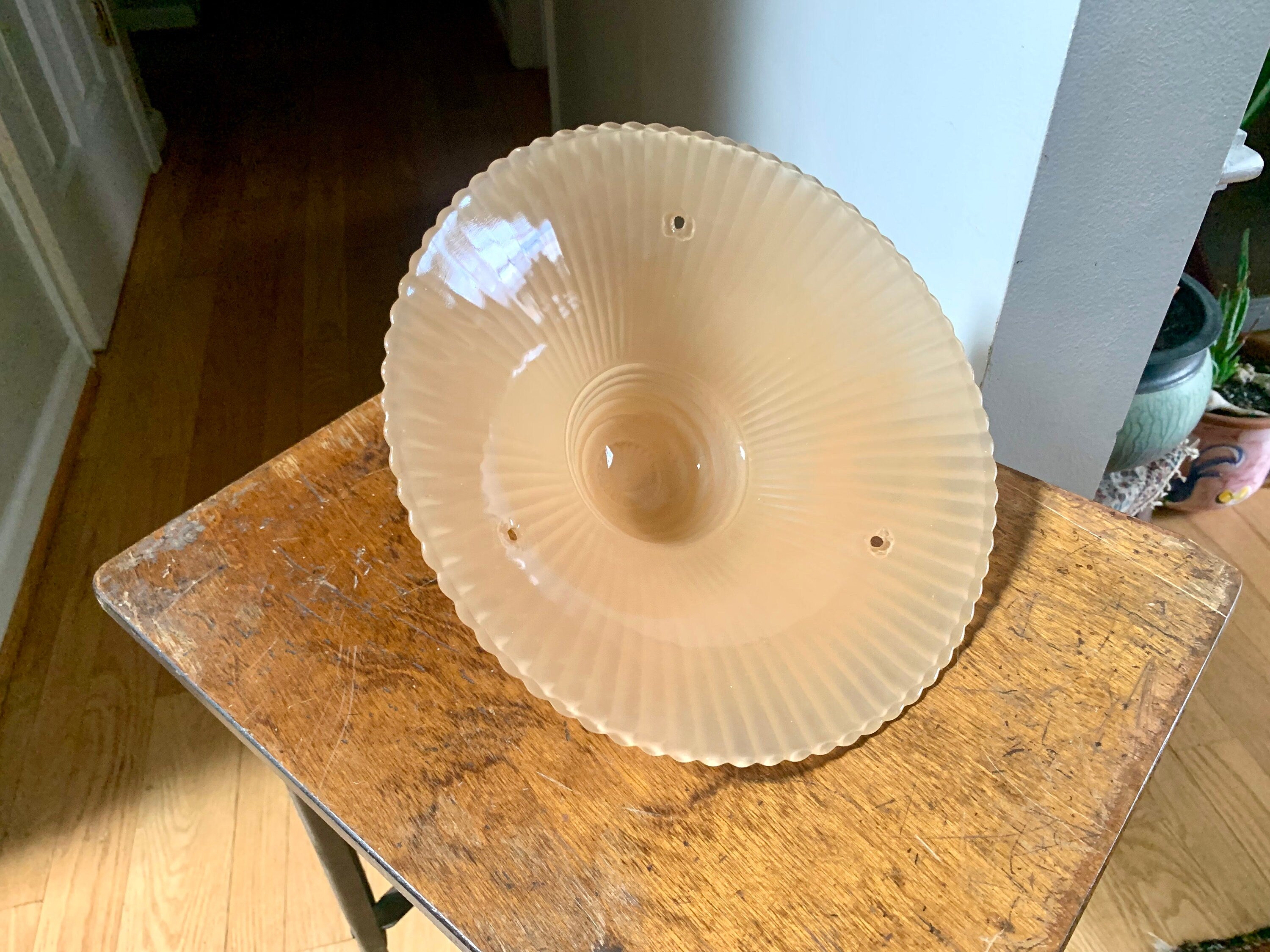 Vintage Ceiling Light Glass Globe | Beige Ceiling Light Glass Shade | Art Deco Light Globe | Frosted Beige Glass Light Shade