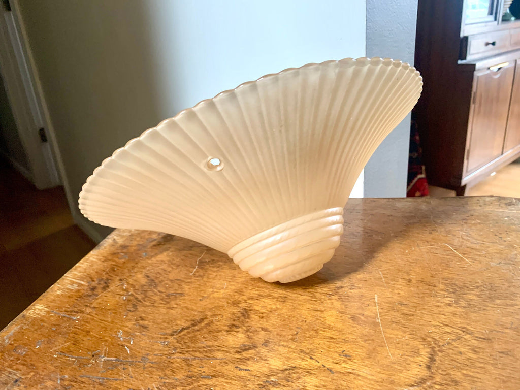 Vintage Ceiling Light Glass Globe | Beige Ceiling Light Glass Shade | Art Deco Light Globe | Frosted Beige Glass Light Shade