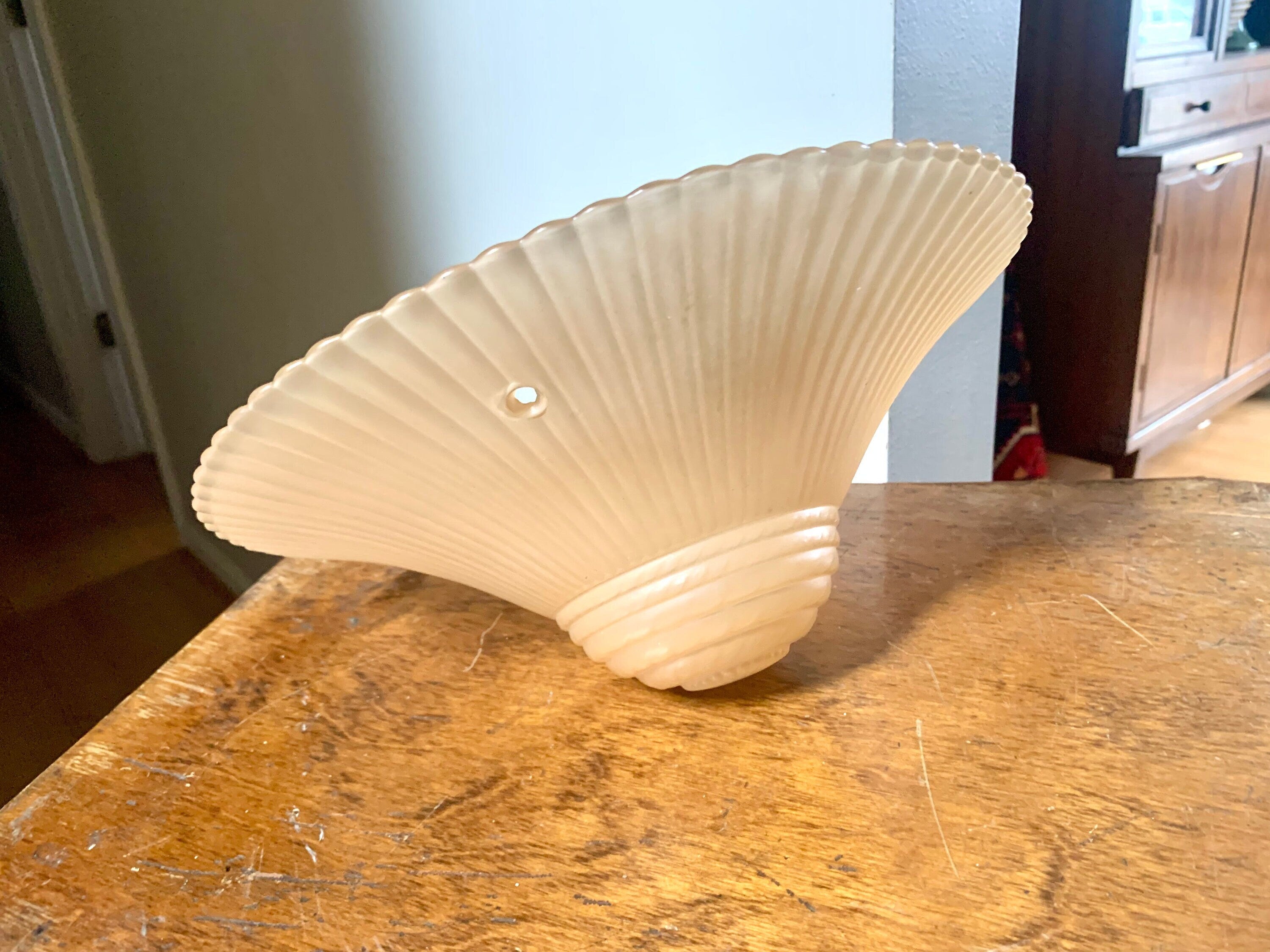 Vintage Ceiling Light Glass Globe | Beige Ceiling Light Glass Shade | Art Deco Light Globe | Frosted Beige Glass Light Shade