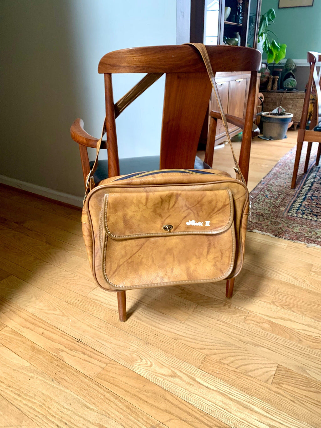 Vintage Luchi II Brown Marbled Vinyl Shoulder Bag | Luchi II Shoulder Bag | Vintage Italian Shoulder Bag | Brown Weekender | Crossbody Bag