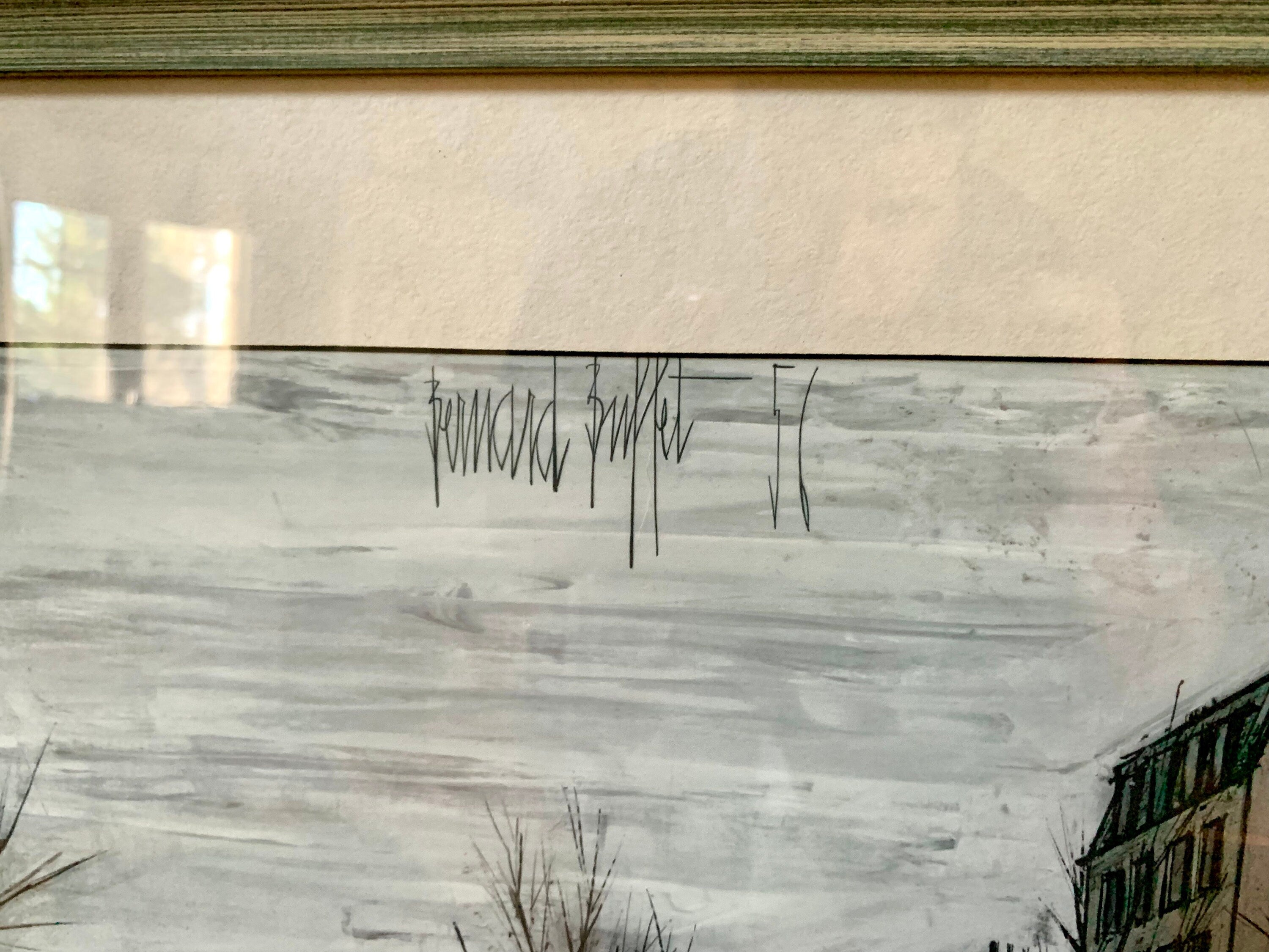 Vintage Framed Bernard Buffet Lithograph | St. Martins Canal Lithograph | Buffet Signed Art | French MCM Art | Michel Garnier Collection