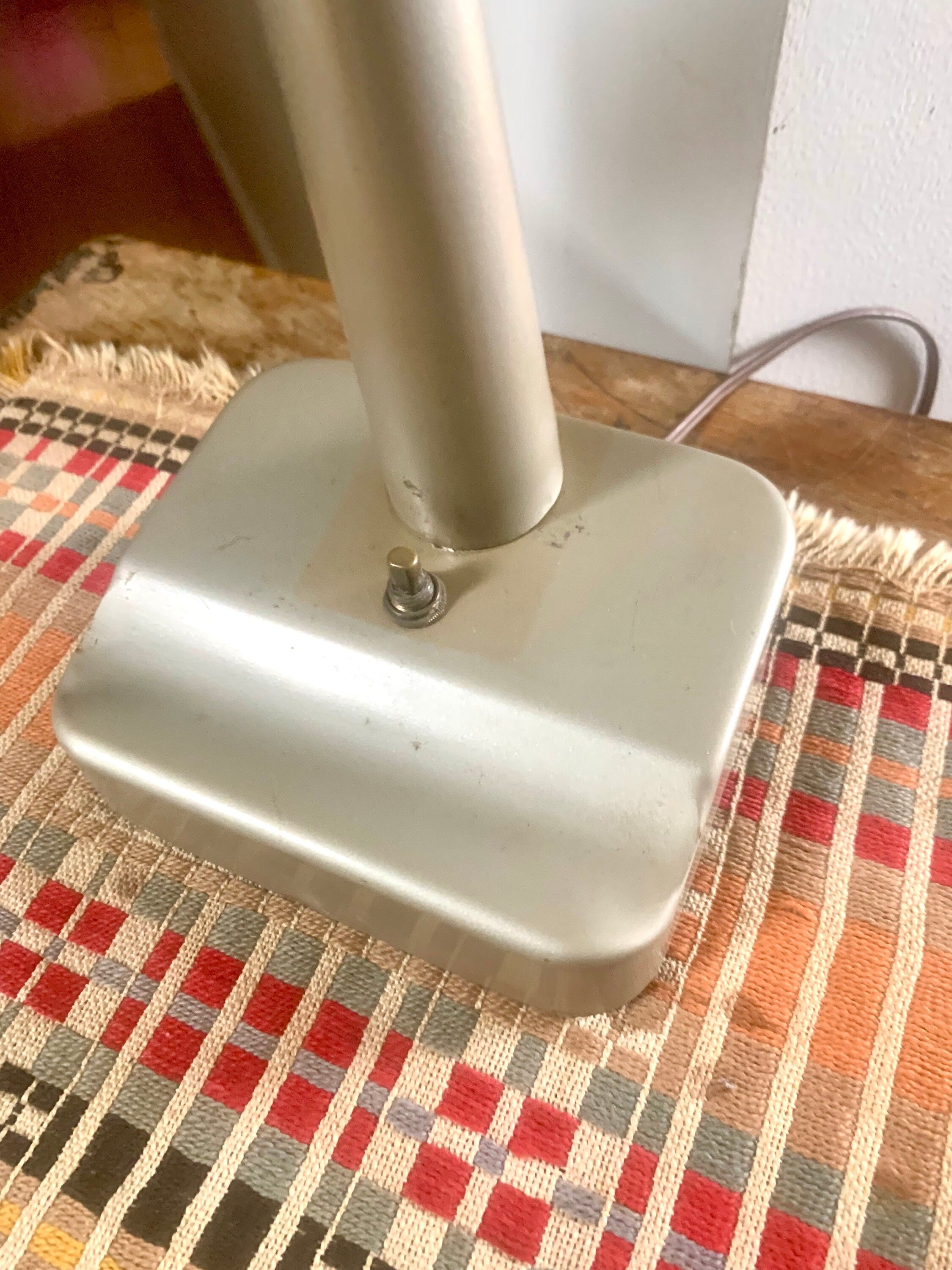 Metal Banker's Desk Lamp | Gray Metal Desk Lamp | Vintage Metal Shade Fluorescent Lamp | Art Deco Metal Desk Lamp | Metal Bankers Lamp