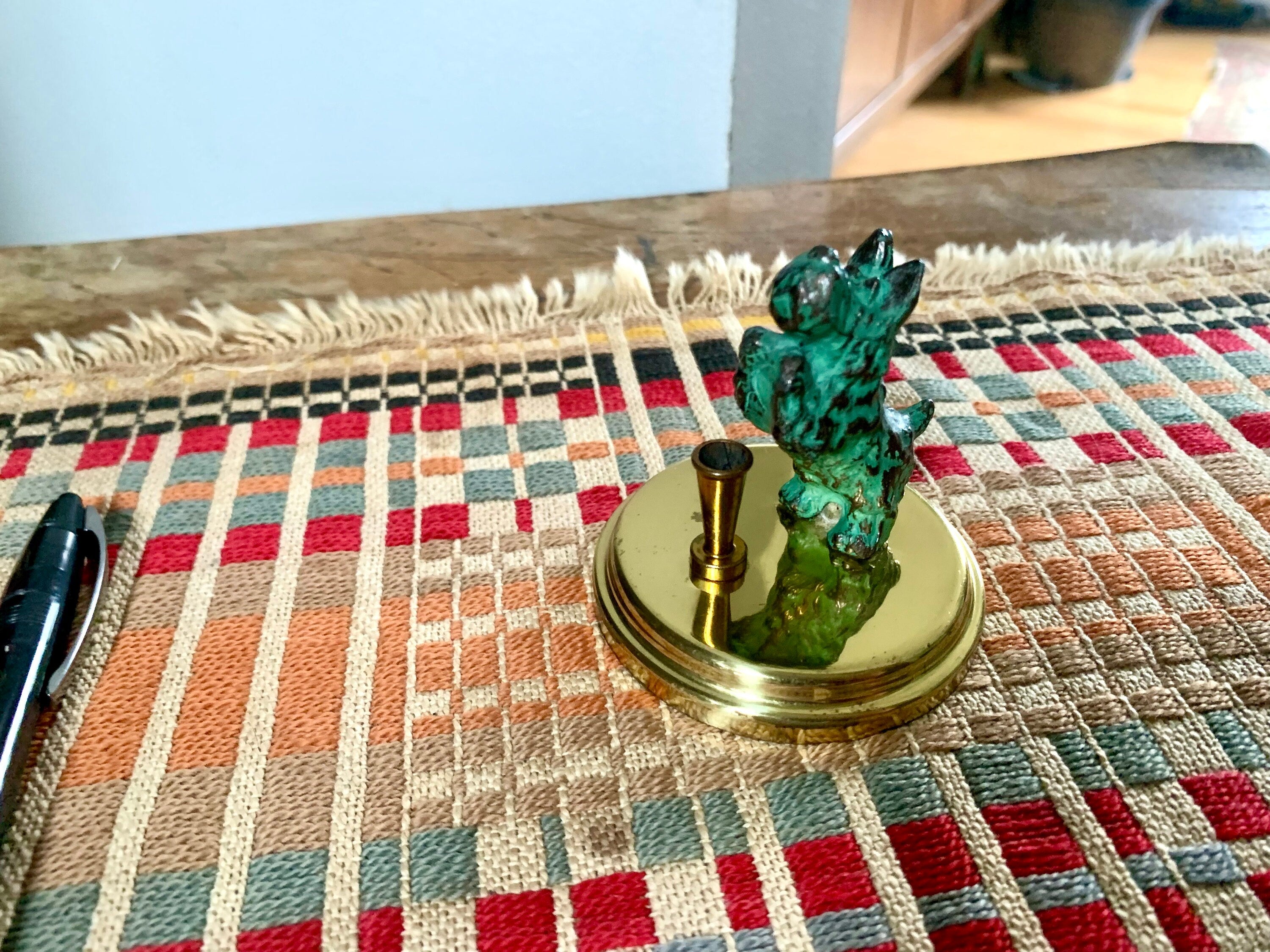 Brass Scotty Dog Pen Holder | Vintage Bronze Dog Desk Decor | Bronze Scottish Terrier Figurine Pen Holder | Brass Pen Holder