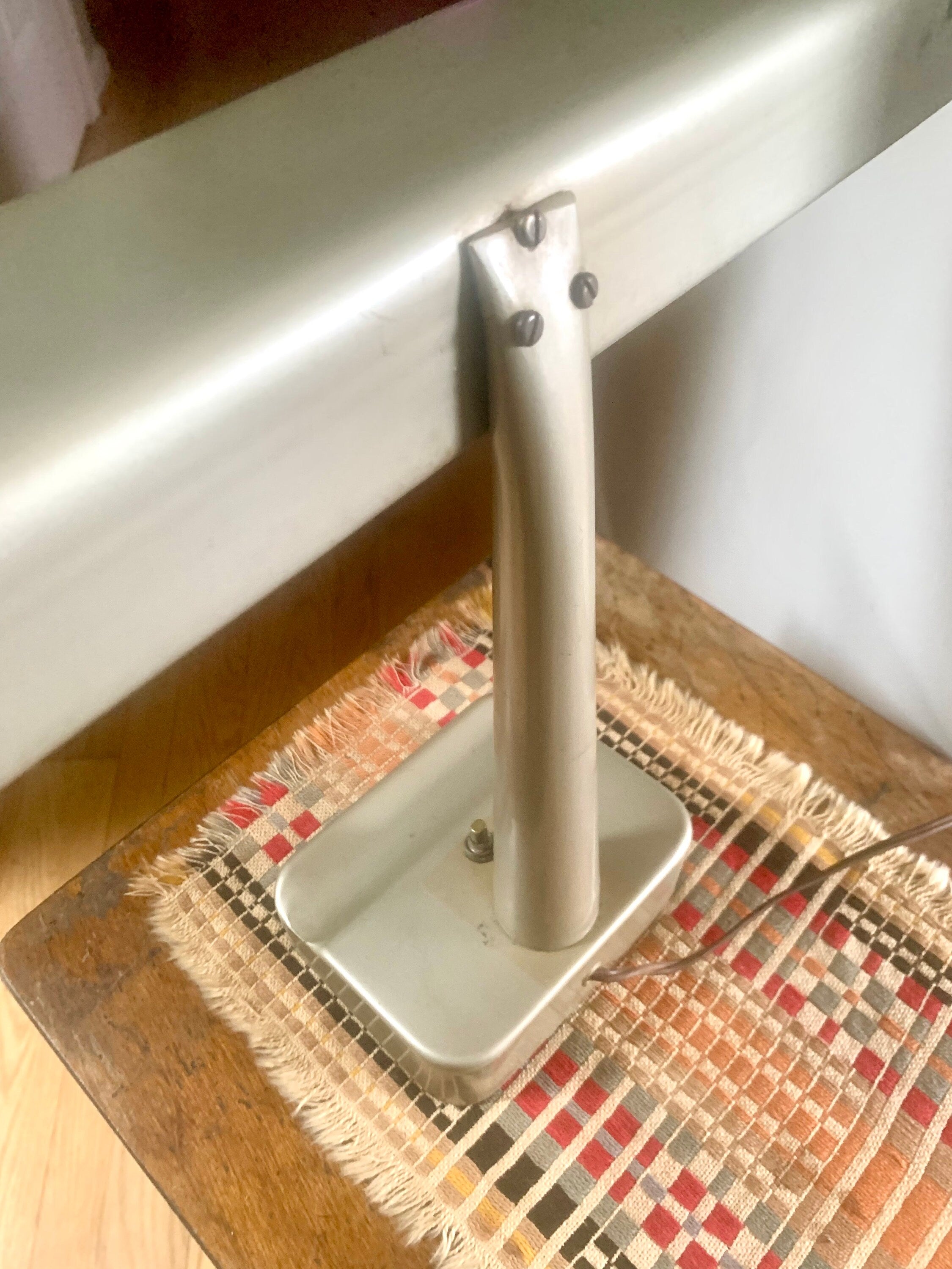 Metal Banker's Desk Lamp | Gray Metal Desk Lamp | Vintage Metal Shade Fluorescent Lamp | Art Deco Metal Desk Lamp | Metal Bankers Lamp