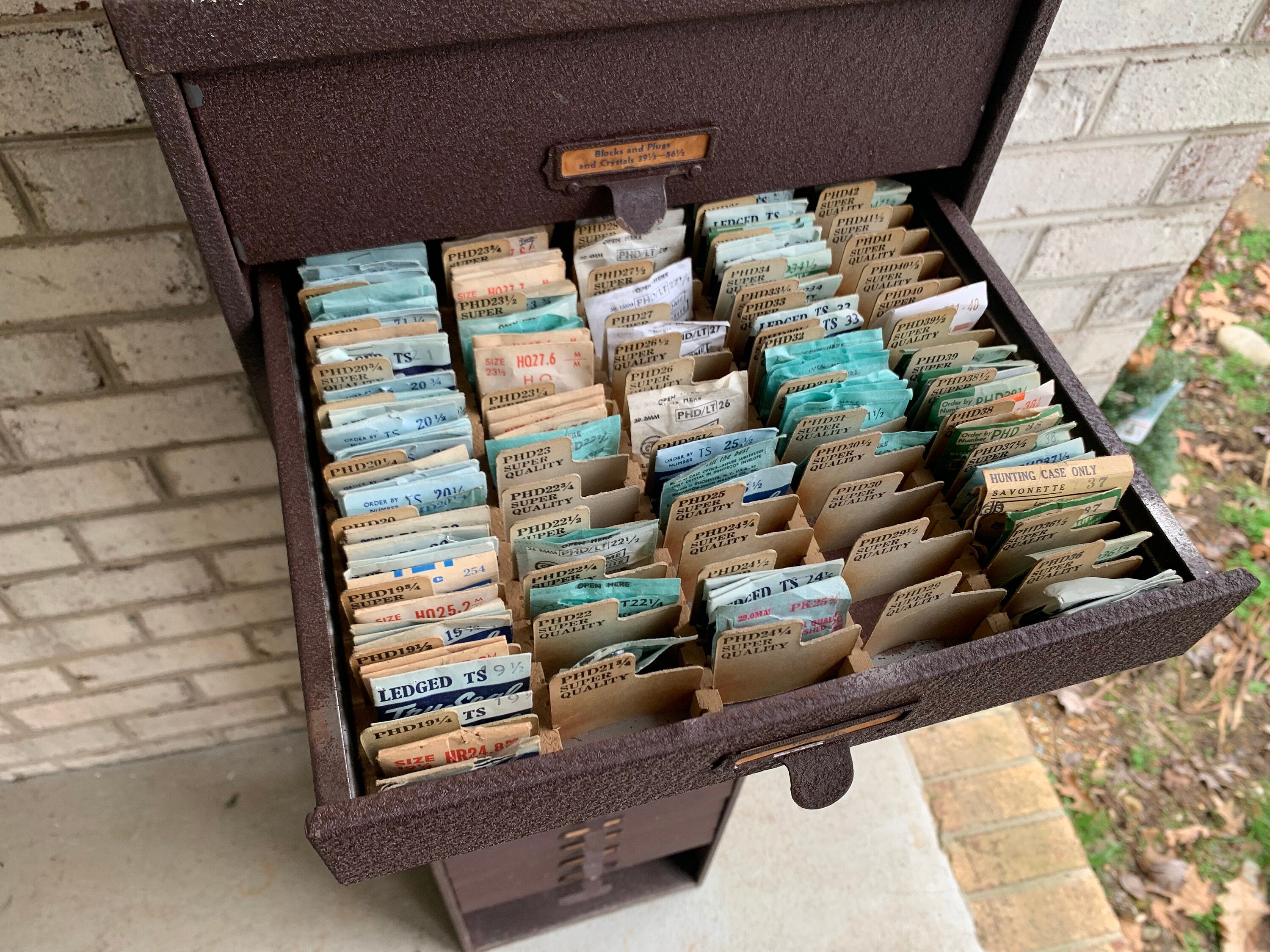 Germanow & Simon Watch Crystal Cabinet | Vintage Metal Watch Crystal Cabinet With Built In Press | Watch Crystals and Cabinet | Watch Repair