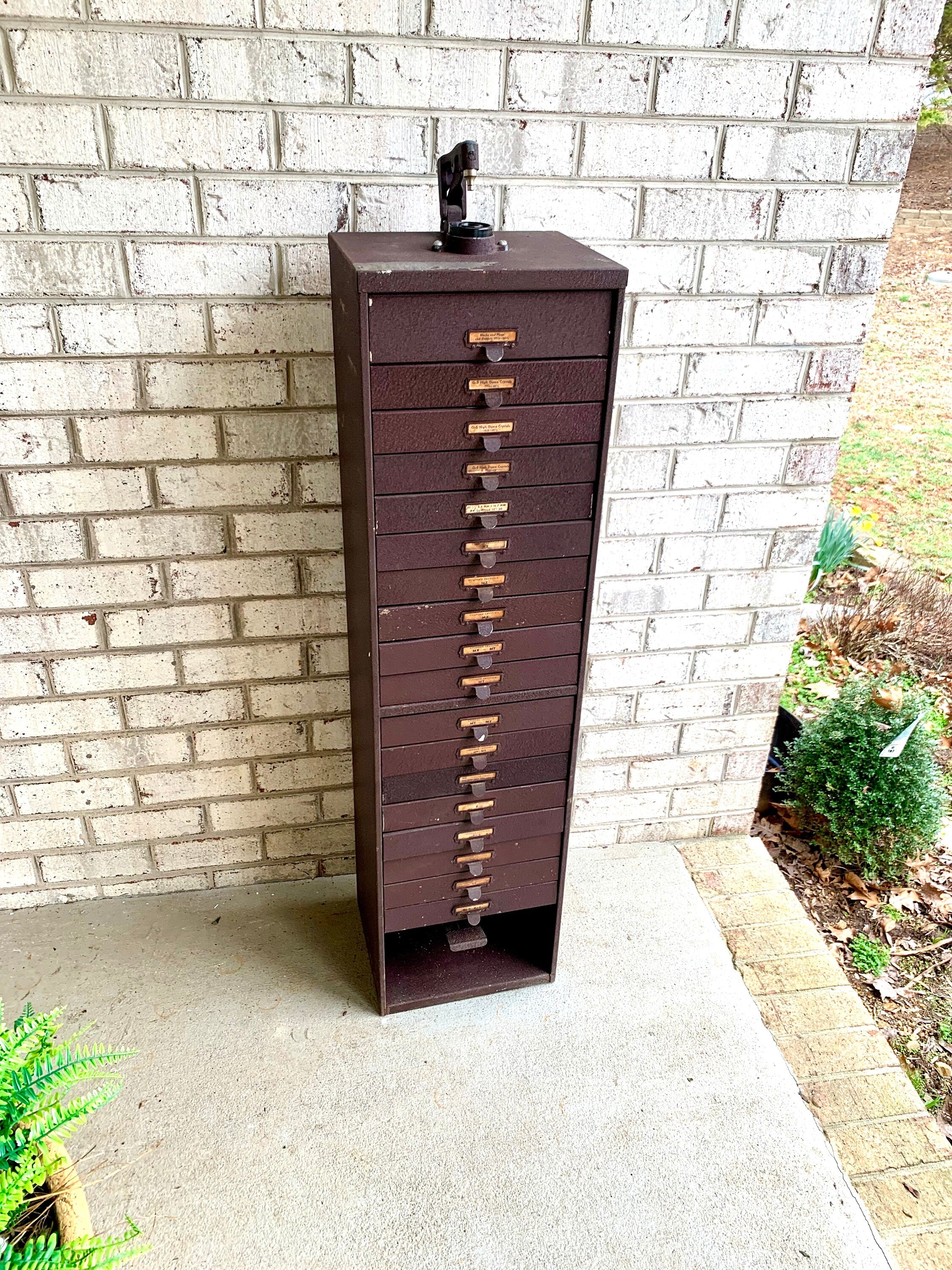 Germanow & Simon Watch Crystal Cabinet | Vintage Metal Watch Crystal Cabinet With Built In Press | Watch Crystals and Cabinet | Watch Repair