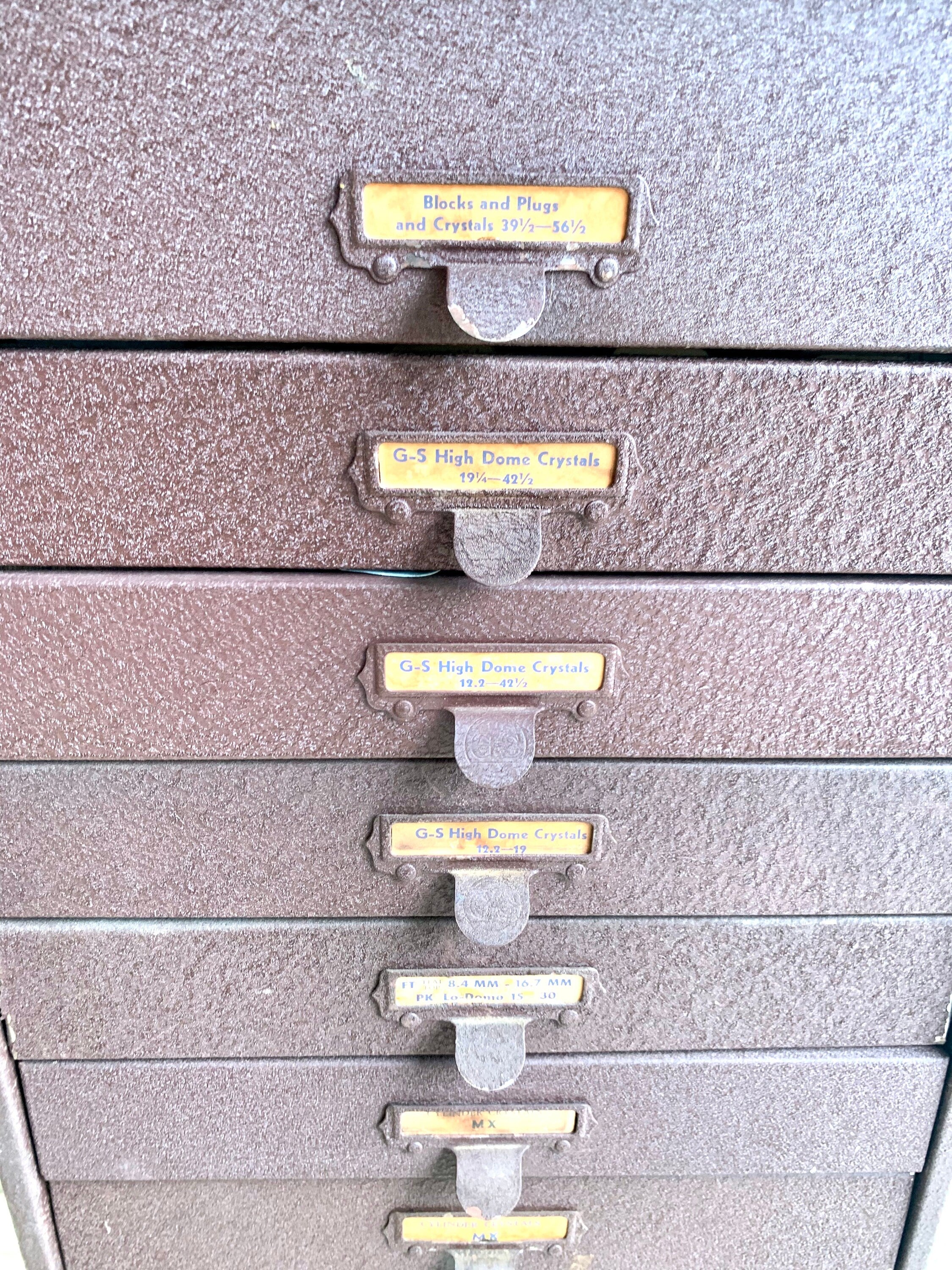 Germanow & Simon Watch Crystal Cabinet | Vintage Metal Watch Crystal Cabinet With Built In Press | Watch Crystals and Cabinet | Watch Repair