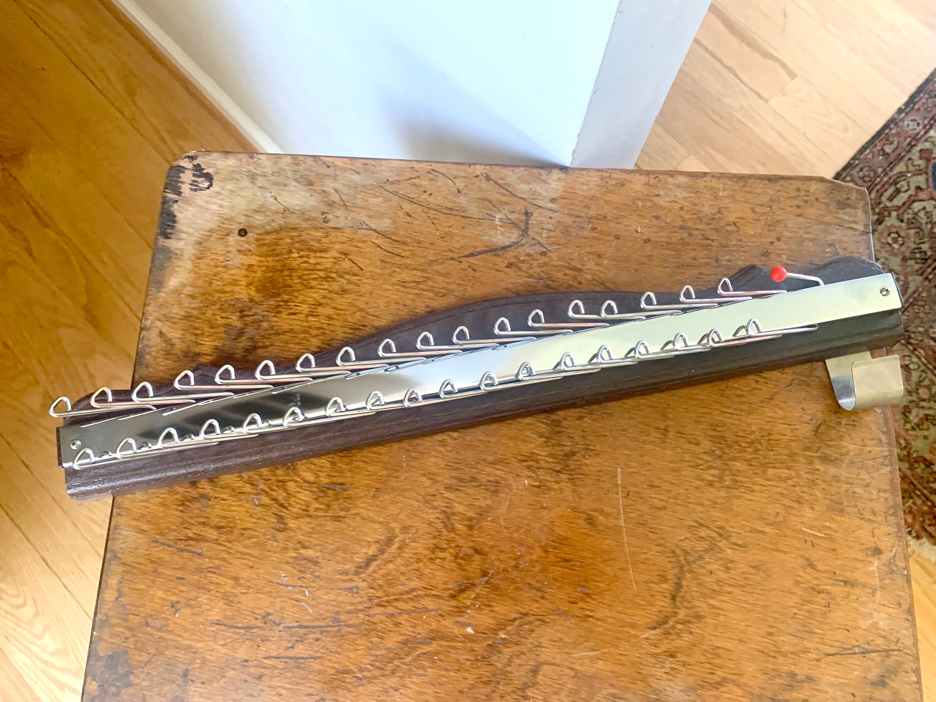 Vtg Tie Wall Rack | 36 Hook Wall Mounted Tie Rack | MCM Tie Holder | Folding Tie Rack | Faux Wood Tie Rack | Belt Rack | Closet Storage