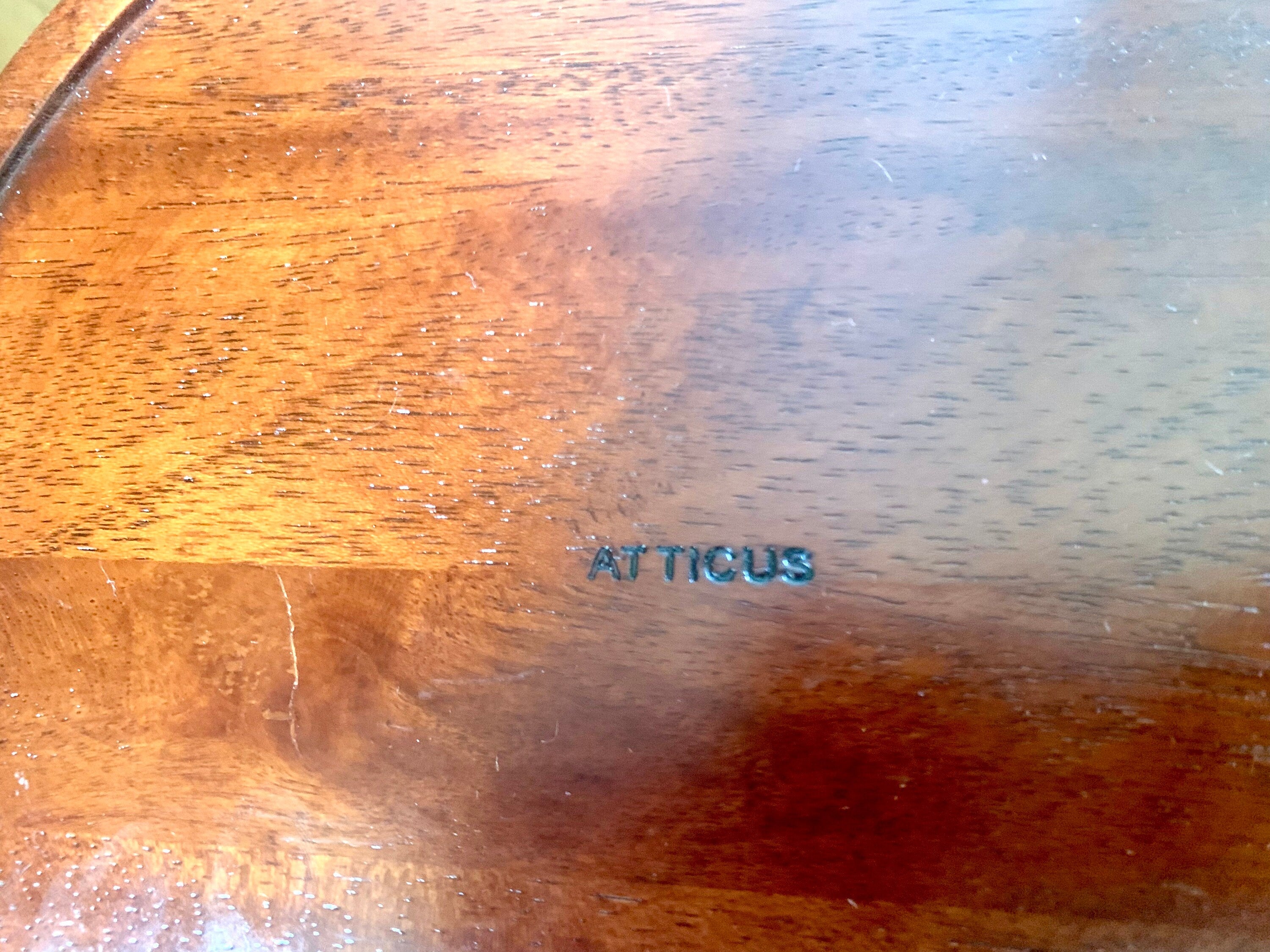 Vtg Atticus Serving Dish | Wood and Glass Divided Serving Tray | Metal Bamboo Designed Handle Serving Tray | MCM Serving Tray