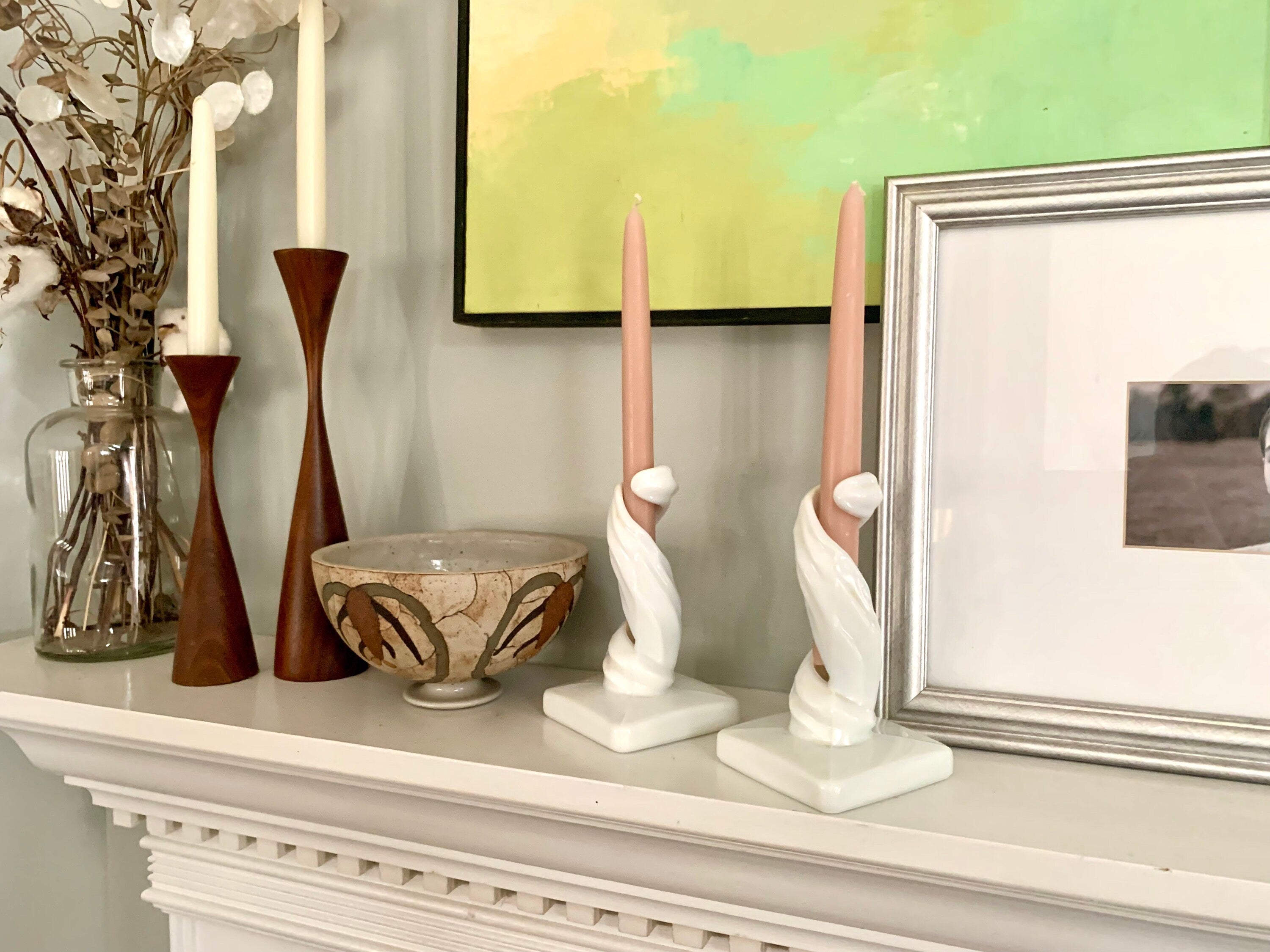 Vtg Westmoreland Milk Glass Spiral Candlesticks | MIlk Glass Spiral Candle Holders| MCM Spiral Candlesticks Holders| Lotus Swirl Pattern
