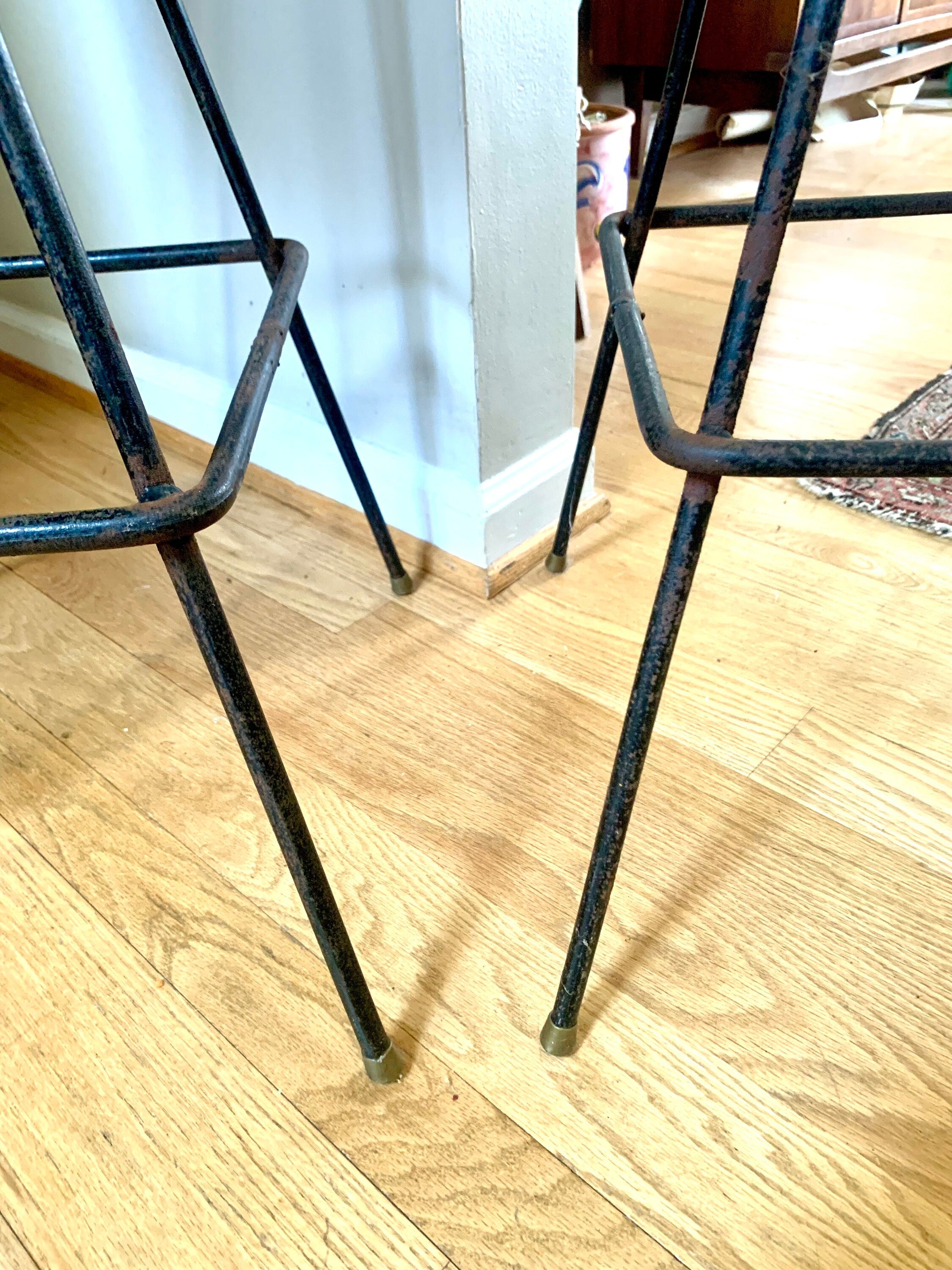 Pair of Mid Century Rattan Bar Stools | Danish Modern Bohemian Swivel Bar Stools | Rustic Seating| Boho Wicker Counter Stools| Rustic Stools