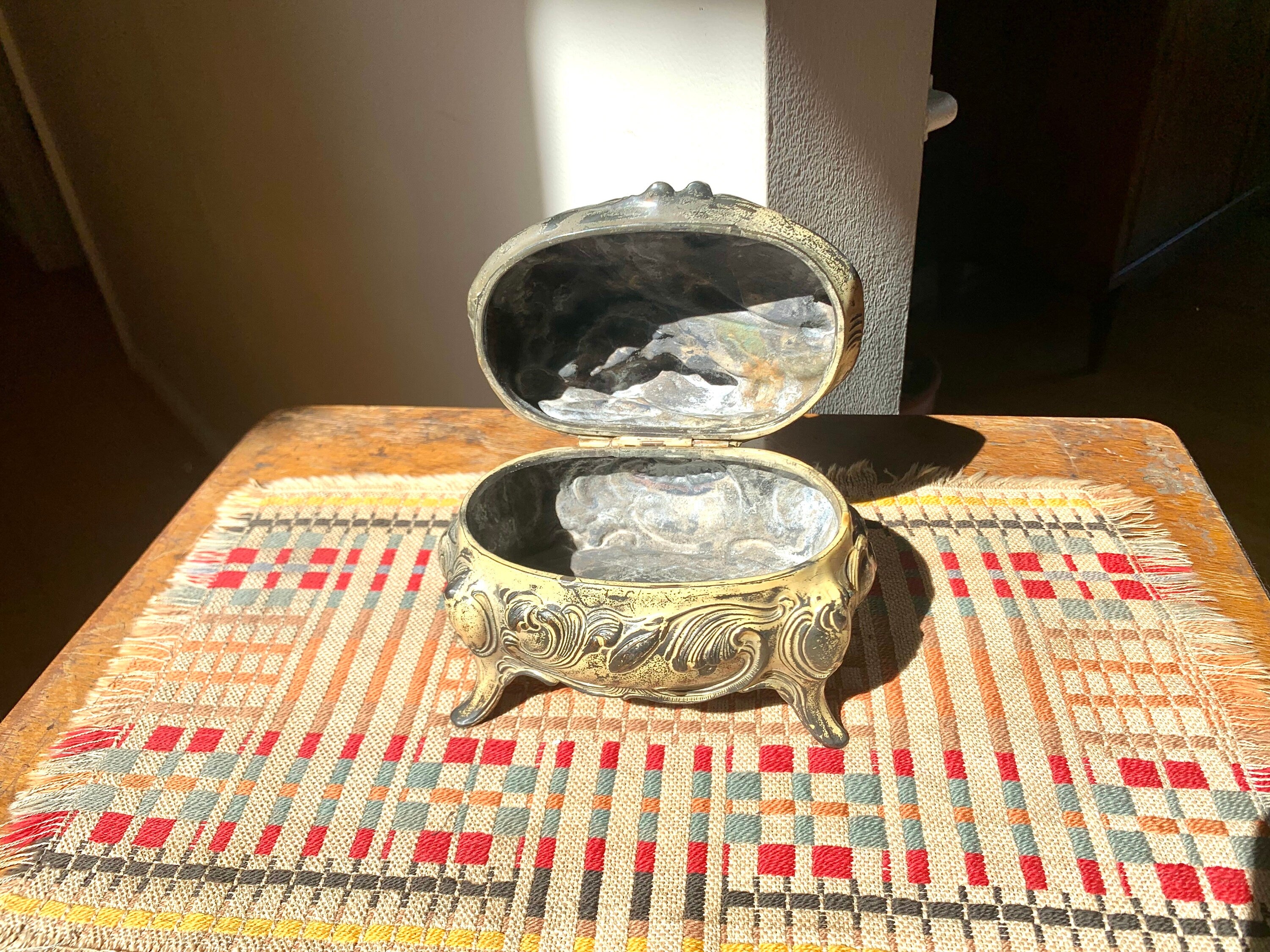 Antique Art Nouveau Jewelry Casket | Ornate Jewelry Box | Large Jenning Brothers Jewelry Gasket | Distressed Trinket Box