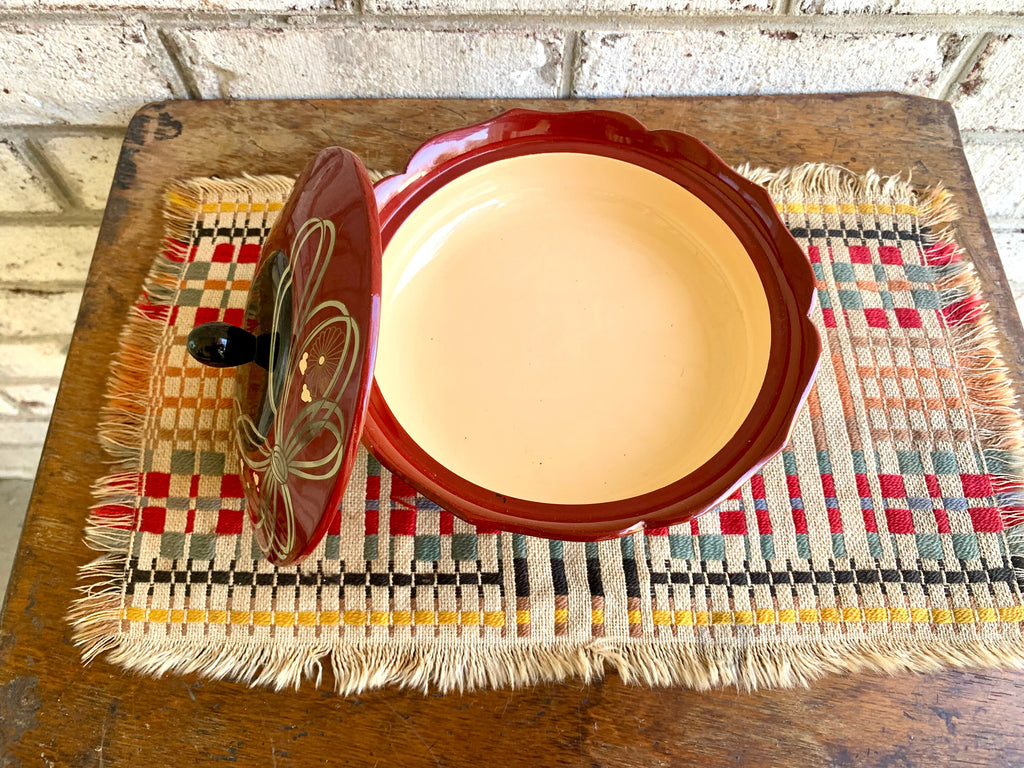 Vtg Musical Japanese Lacquered Dish | Music Box Cover Dish | Japan Lacquered Trinket Dish | Musical Japanese Lacquered Lidded Bowl