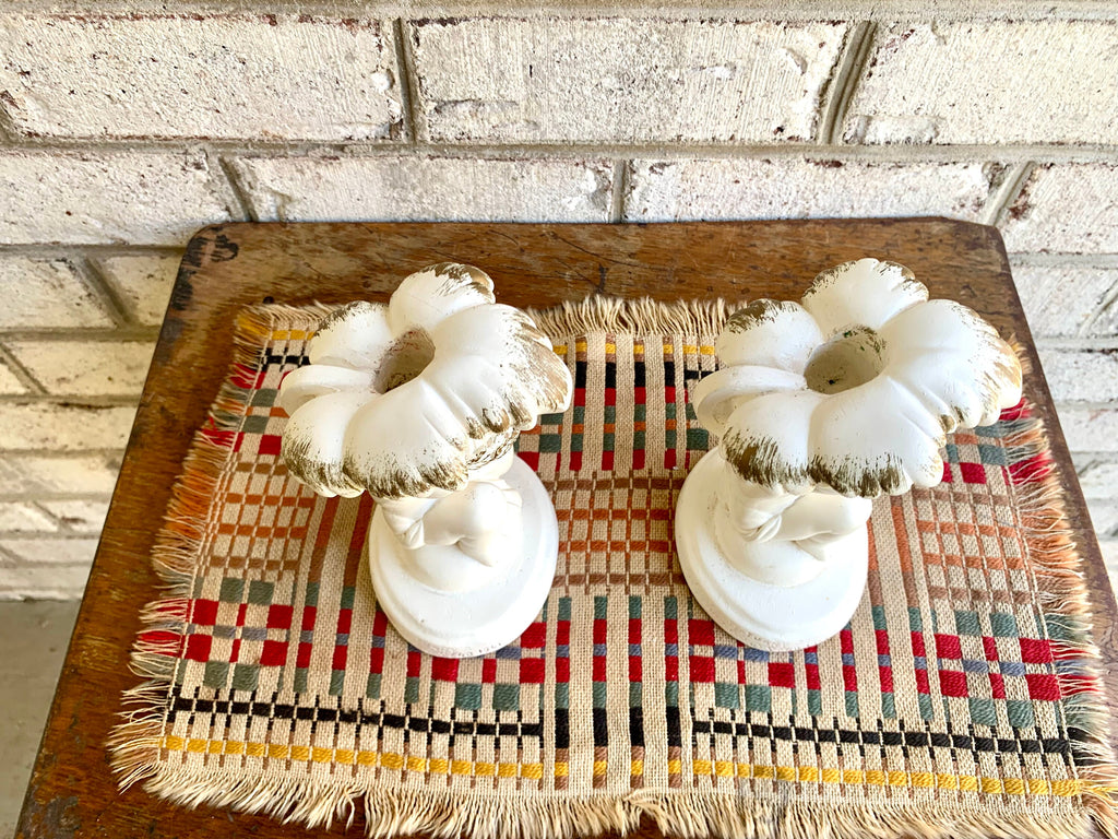 Vtg Universal Statuary Corp Cherub Candle Holders | Cherub Candle Holders | Shabby Chic Candle Holders | 60's Cherub Candlestick Holders
