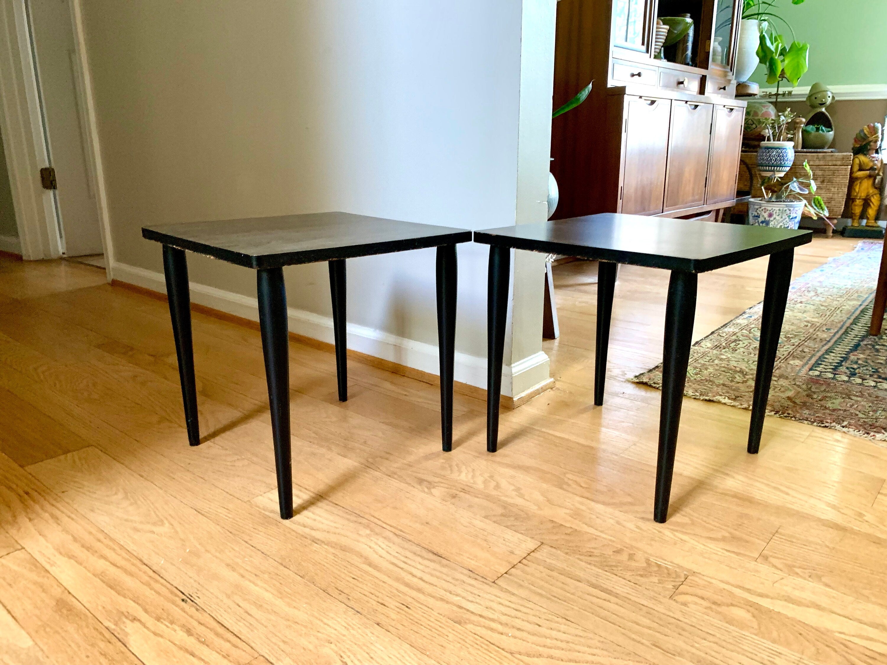 Vtg MCM Square Formical Table | Small Faux Wood Patio Table |  Plant Stand Table| Small Mid Century Table With Wood Legs| Price is for 1
