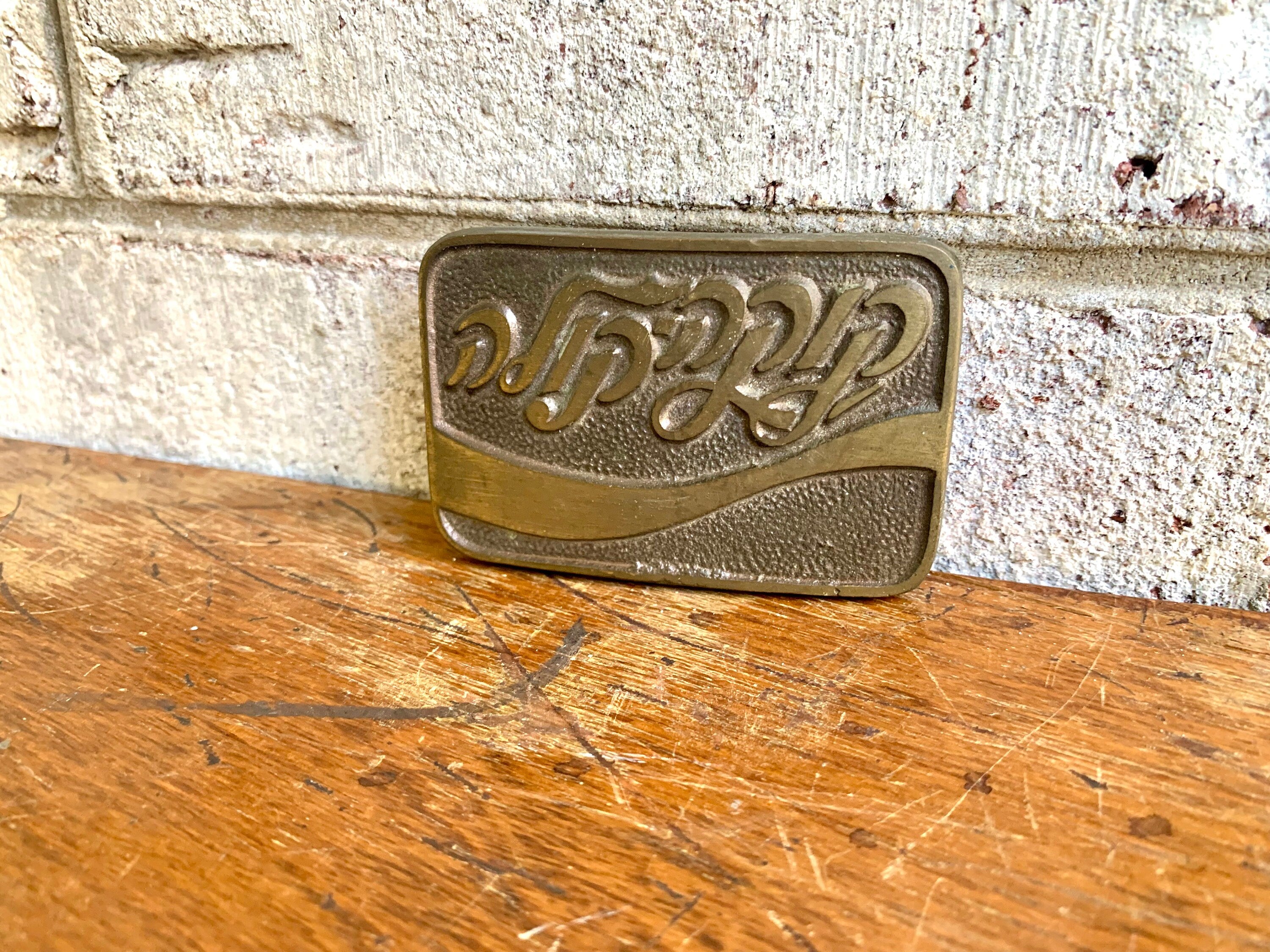 Vtg Solid Brass Israeli Coca Cola Belt Buckle | Hebrew Coca-Cola Brass Buckle | Coca-Cola Advertisement Brass Belt Buckle | Buckler LTD.