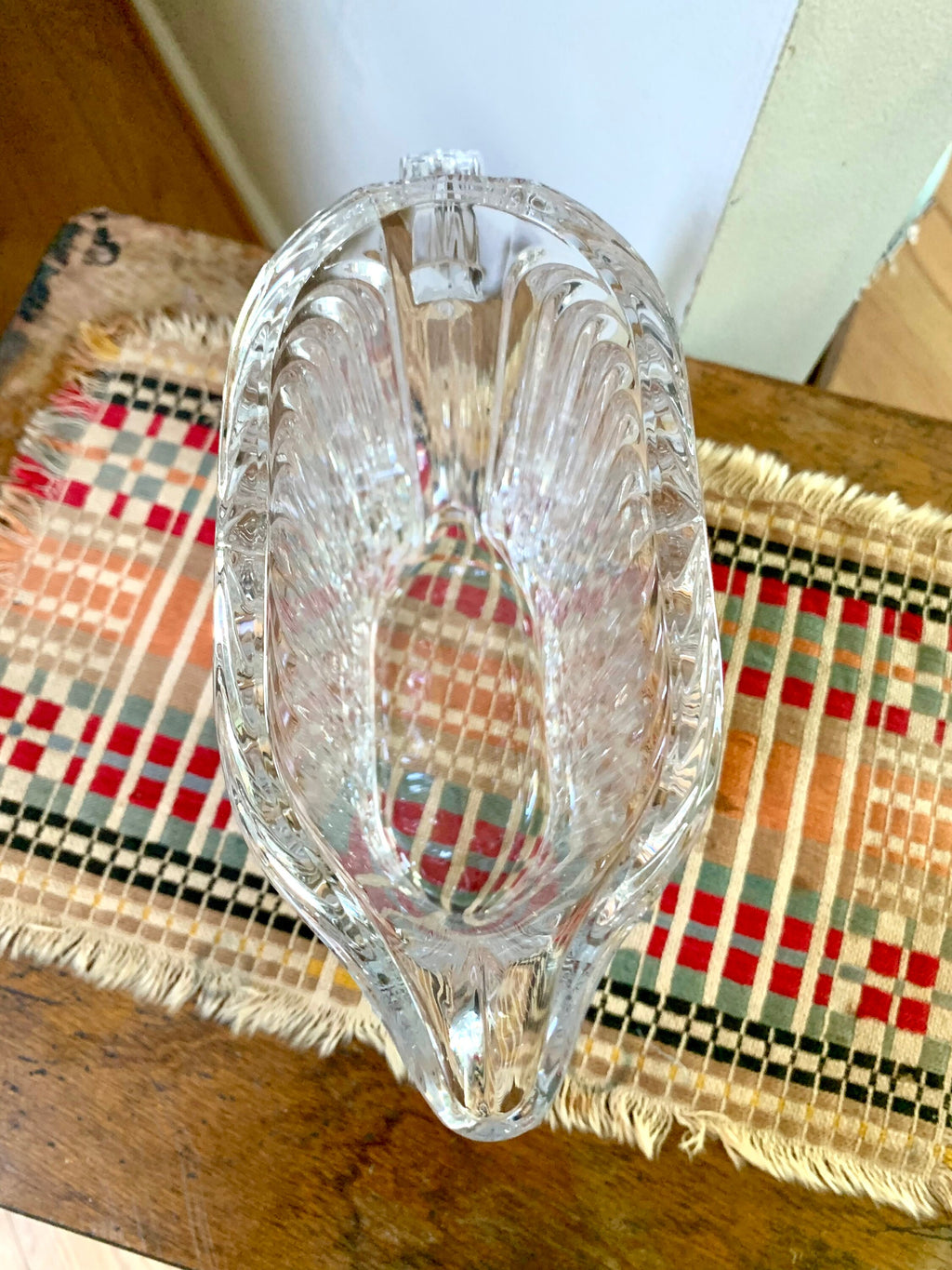 Vtg Cut Crystal Pitcher | Contemporary Crystal Pitcher | Ribbed Crystal Pitcher | MCM Barware | Bar Pitcher