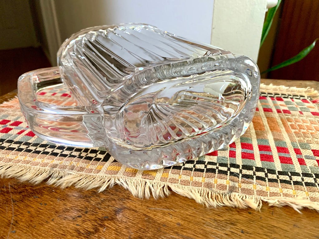 Vtg Cut Crystal Pitcher | Contemporary Crystal Pitcher | Ribbed Crystal Pitcher | MCM Barware | Bar Pitcher