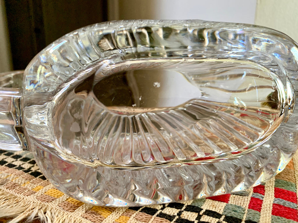 Vtg Cut Crystal Pitcher | Contemporary Crystal Pitcher | Ribbed Crystal Pitcher | MCM Barware | Bar Pitcher