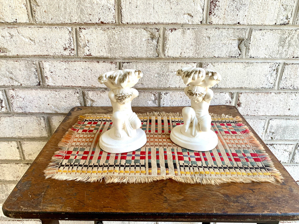 Vtg Universal Statuary Corp Cherub Candle Holders | Cherub Candle Holders | Shabby Chic Candle Holders | 60's Cherub Candlestick Holders