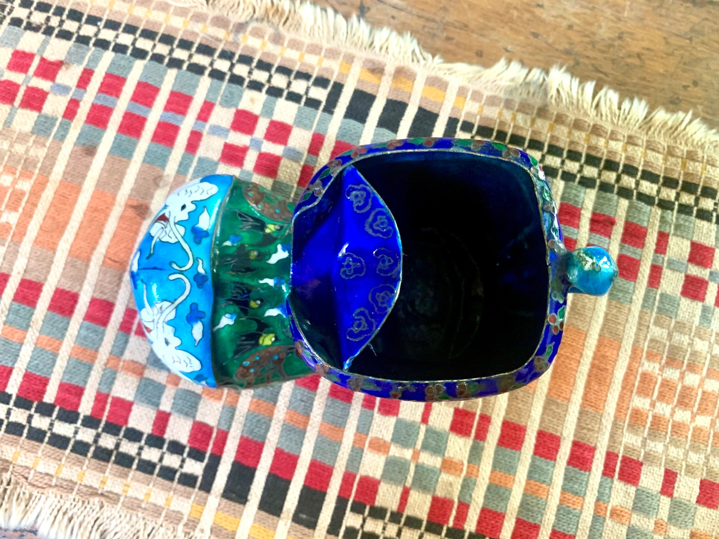 Vtg Chinese Brass Cloisonne Boot Ashtray | Decorative Cloisonne Boot Ashtray | Brass Boot Ashtray | Asian Cloisonne Ashtray