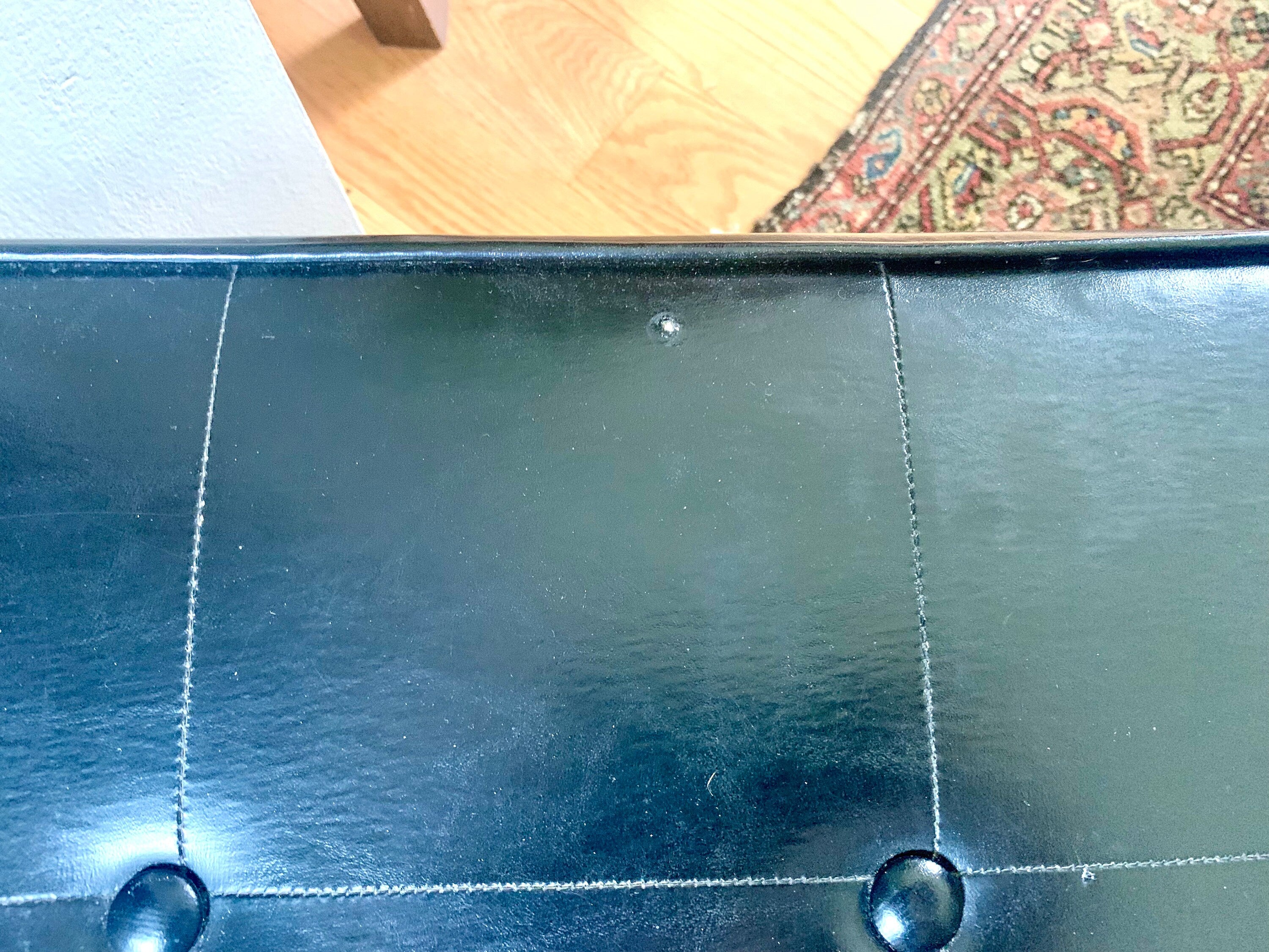 Vtg Original Herman Chairs Inc. Bench | Black MCM Vinyl Bench | Black Tufted Bench | Milo Baughman Style Bench | Unrestored MCM Bench