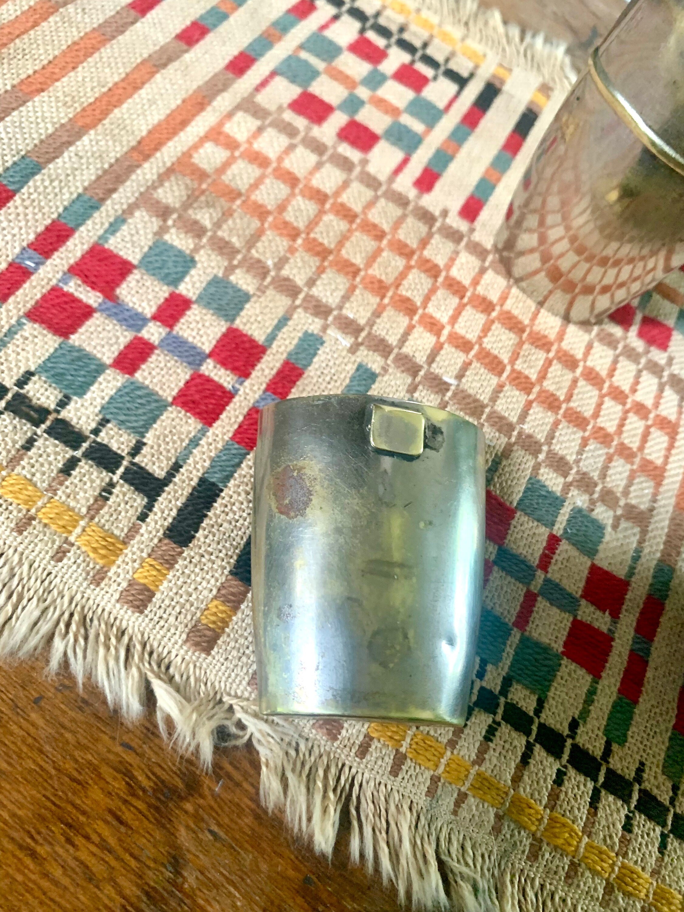 Antique Unique French Metal Flask With Cups | Made In France Distressed Flask | Rustic French Flask | Unique Flask