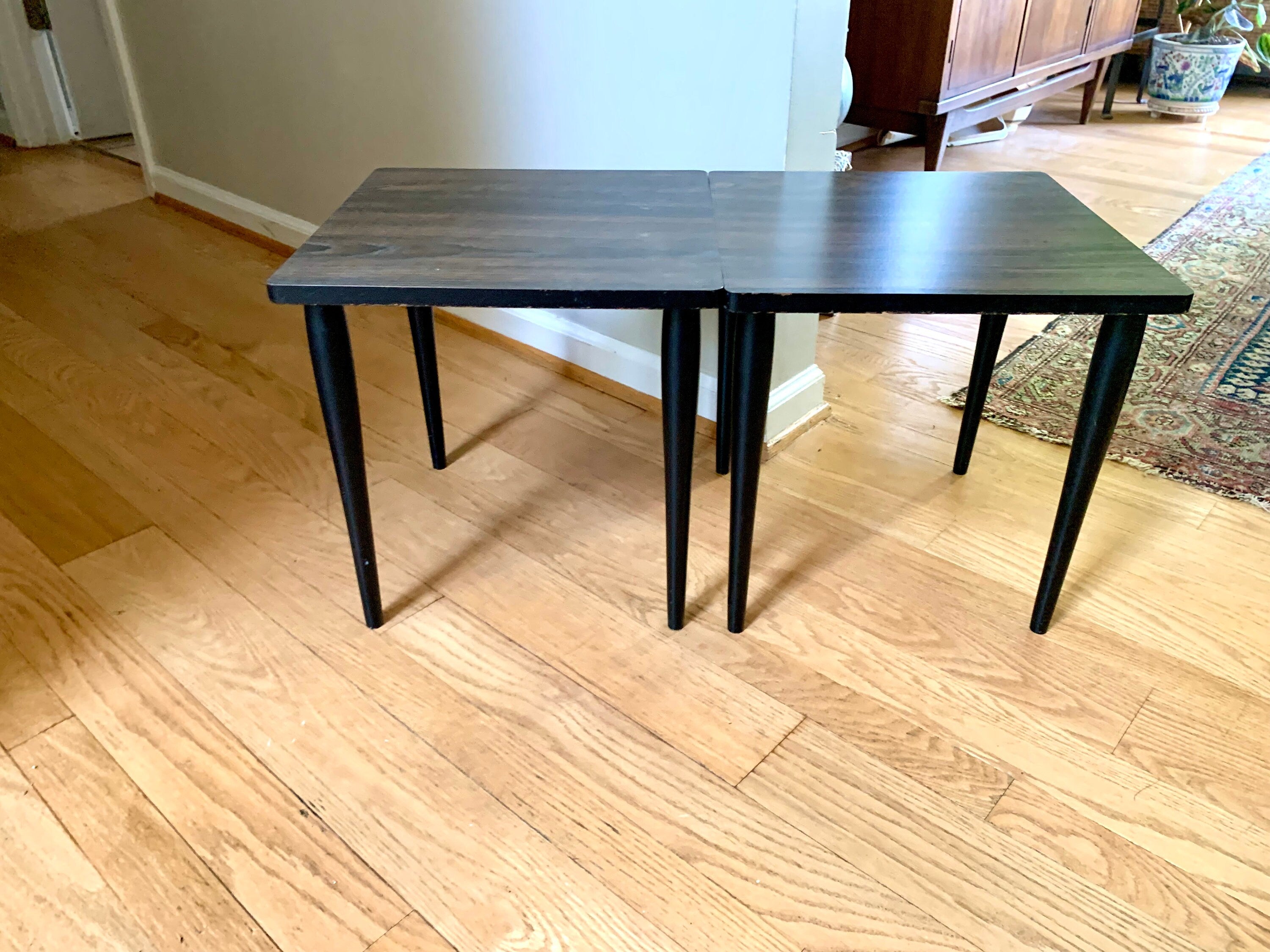 Vtg MCM Square Formical Table | Small Faux Wood Patio Table |  Plant Stand Table| Small Mid Century Table With Wood Legs| Price is for 1