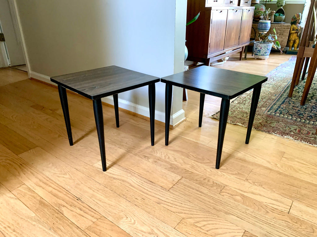 Vtg MCM Square Formical Table | Small Faux Wood Patio Table |  Plant Stand Table| Small Mid Century Table With Wood Legs| Price is for 1