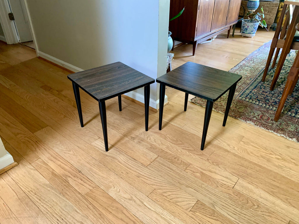 Vtg MCM Square Formical Table | Small Faux Wood Patio Table |  Plant Stand Table| Small Mid Century Table With Wood Legs| Price is for 1