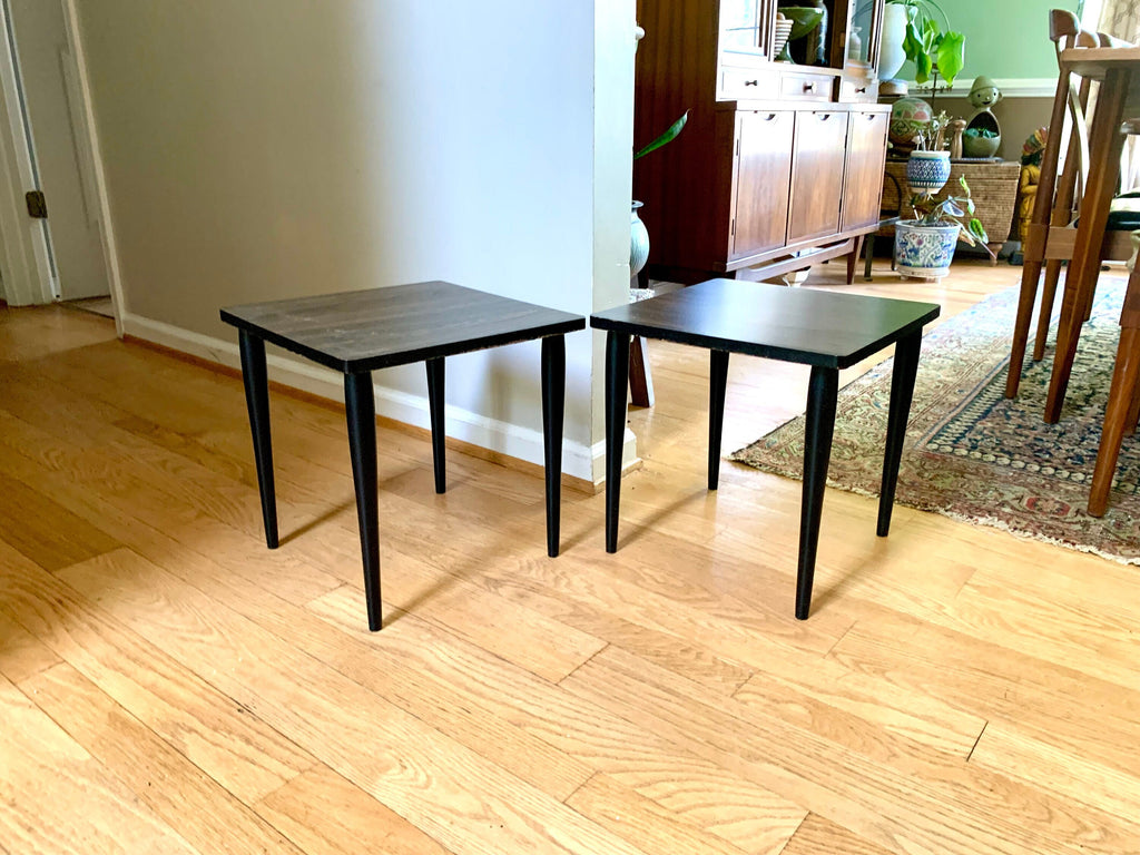 Vtg MCM Square Formical Table | Small Faux Wood Patio Table |  Plant Stand Table| Small Mid Century Table With Wood Legs| Price is for 1