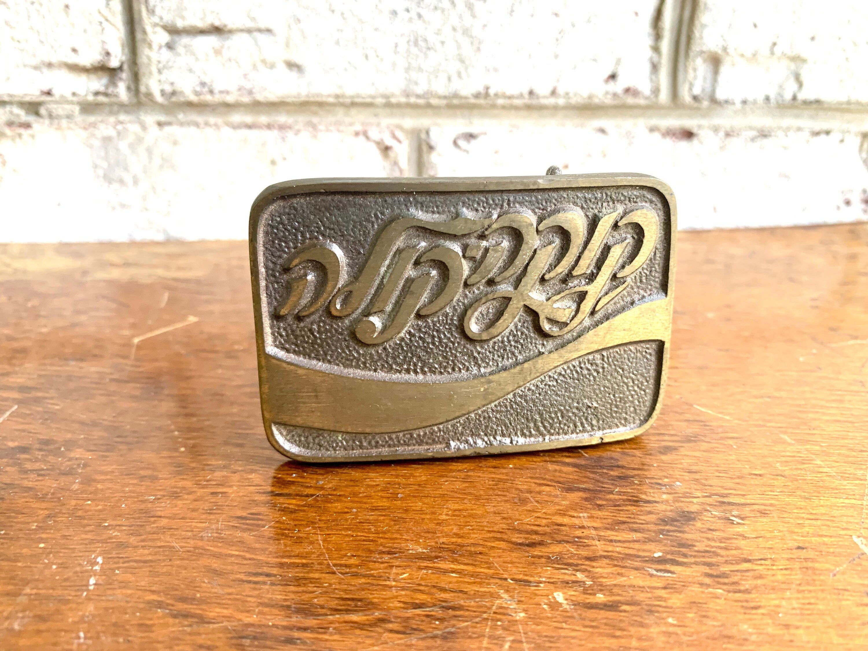 Vtg Solid Brass Israeli Coca Cola Belt Buckle | Hebrew Coca-Cola Brass Buckle | Coca-Cola Advertisement Brass Belt Buckle | Buckler LTD.