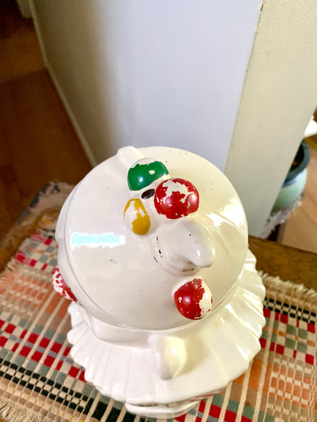 Vtg McCoy Pottery Clown Cookie Jar | McCoy Ceramic Clown Cooking Jar | Distressed Paint Clown Cookie Jar | McCoy Cooking Container
