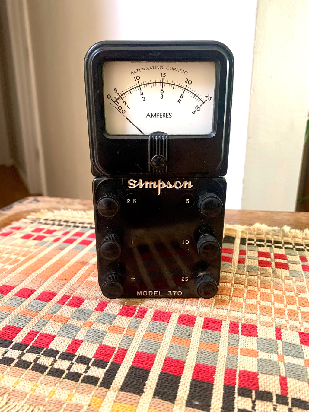 Vtg Simpson 370 Amp Meter | Simpson Electric Co Amp Meter| Simpson Model 370 Amp Meter| Vtg Amperes Meter| Alternating Current Meter