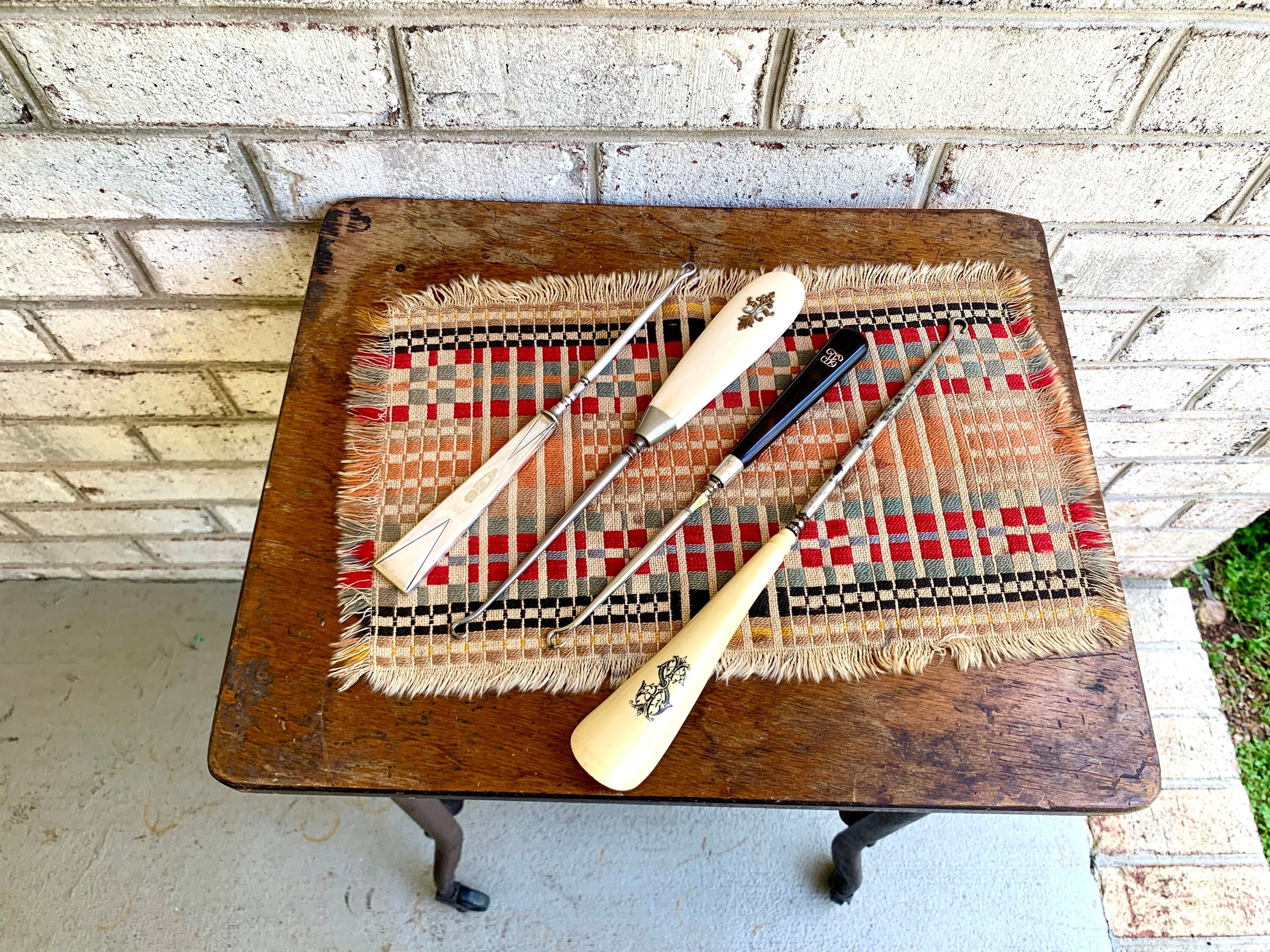 Vintage Lot of 4 Art Deco Button Hooks | Shoe Horn and Button Hooks | Monogrammed Button Hooks | Boot Button Hooks | Shoe Button Hooks