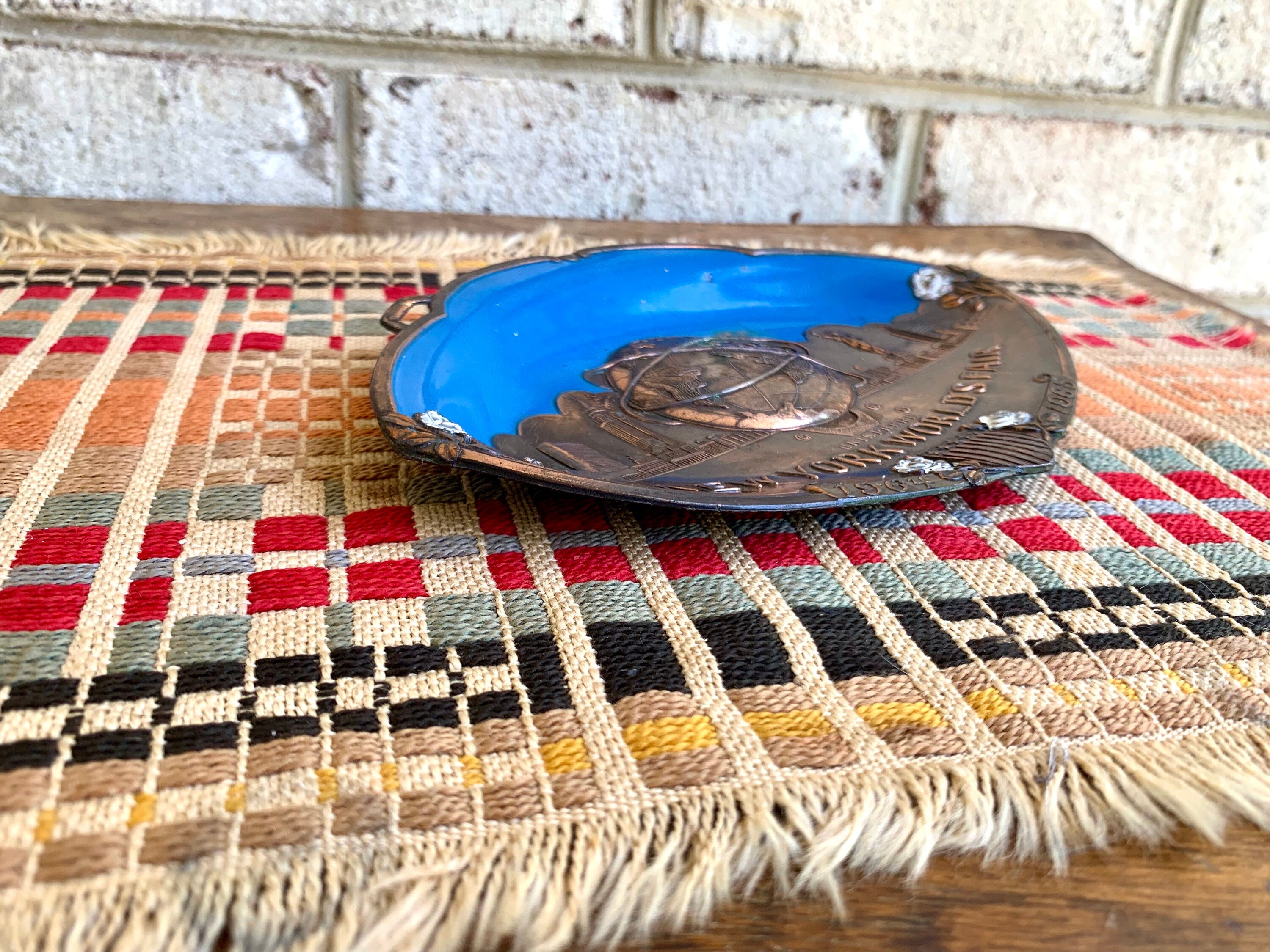 60's New York World's Fair Unisphere Plaque | 1964-65 World's Fair Metal and Enamel Plate | New York World's Fair Souvenir