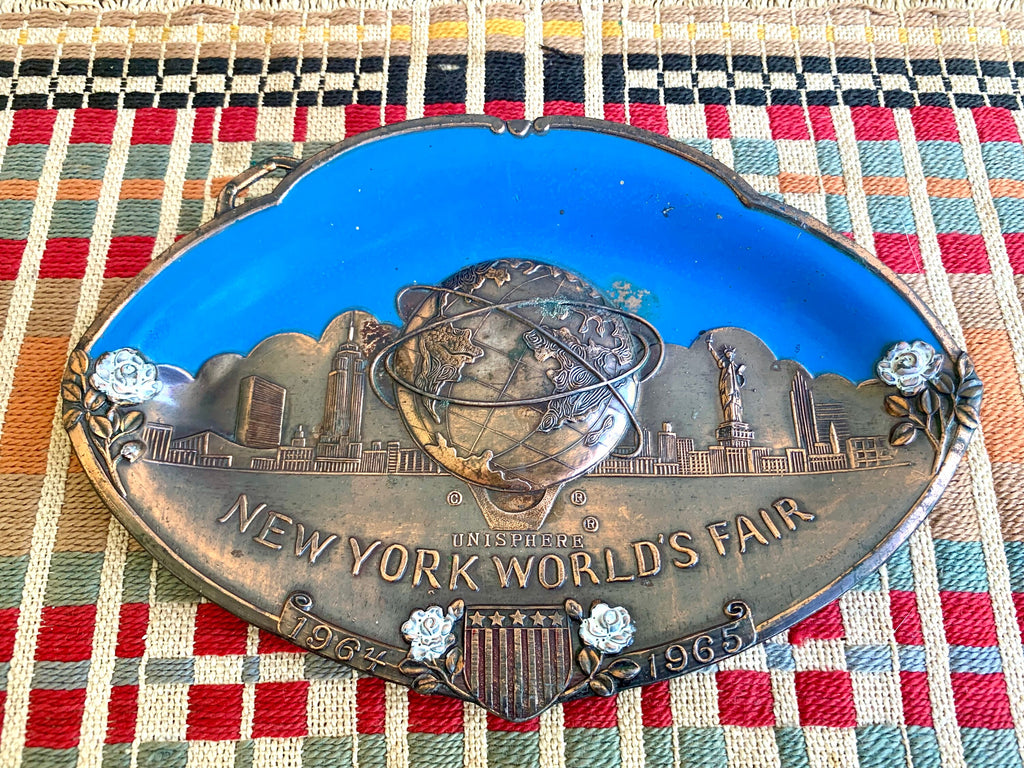 60's New York World's Fair Unisphere Plaque | 1964-65 World's Fair Metal and Enamel Plate | New York World's Fair Souvenir