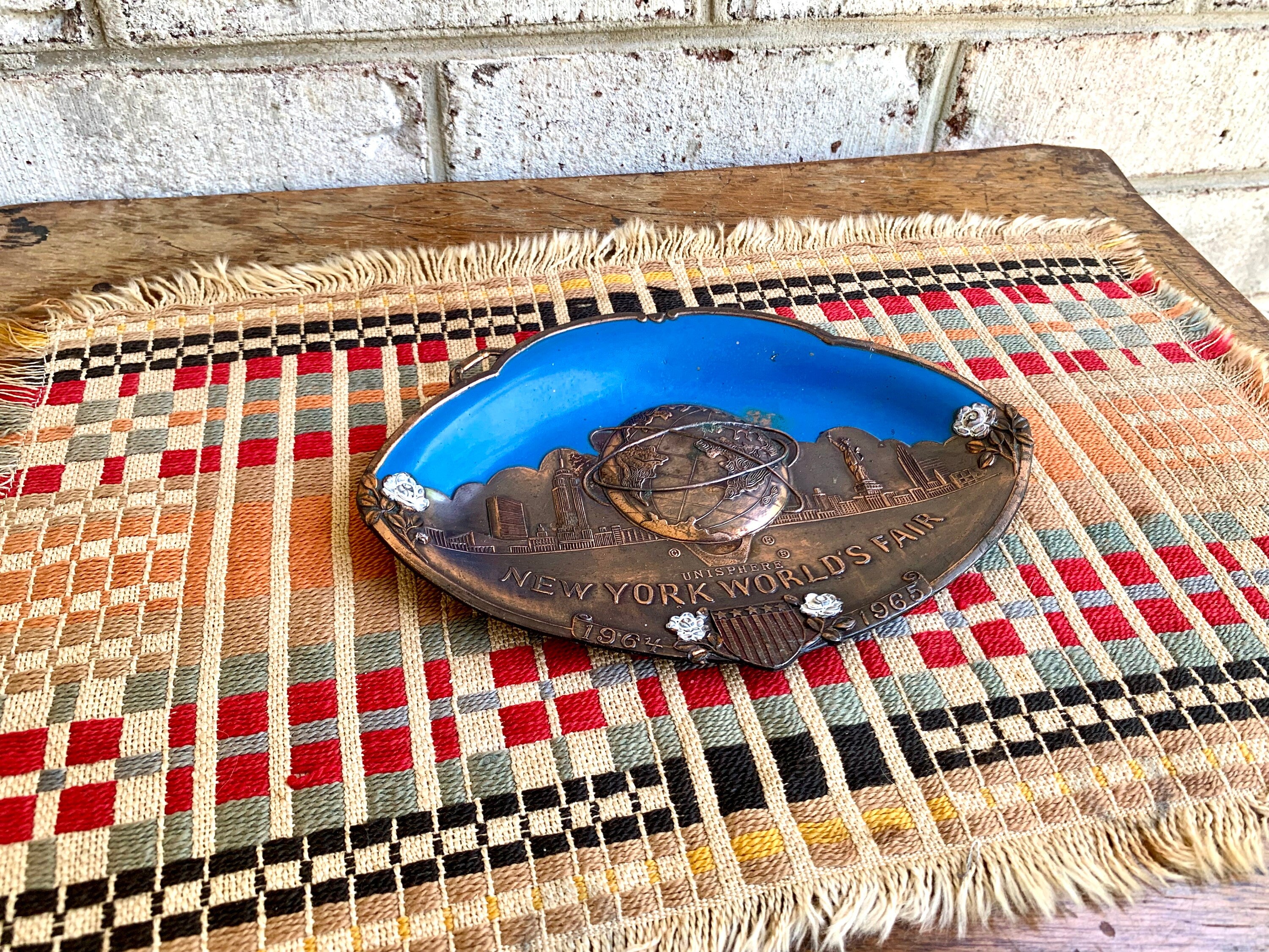 60's New York World's Fair Unisphere Plaque | 1964-65 World's Fair Metal and Enamel Plate | New York World's Fair Souvenir