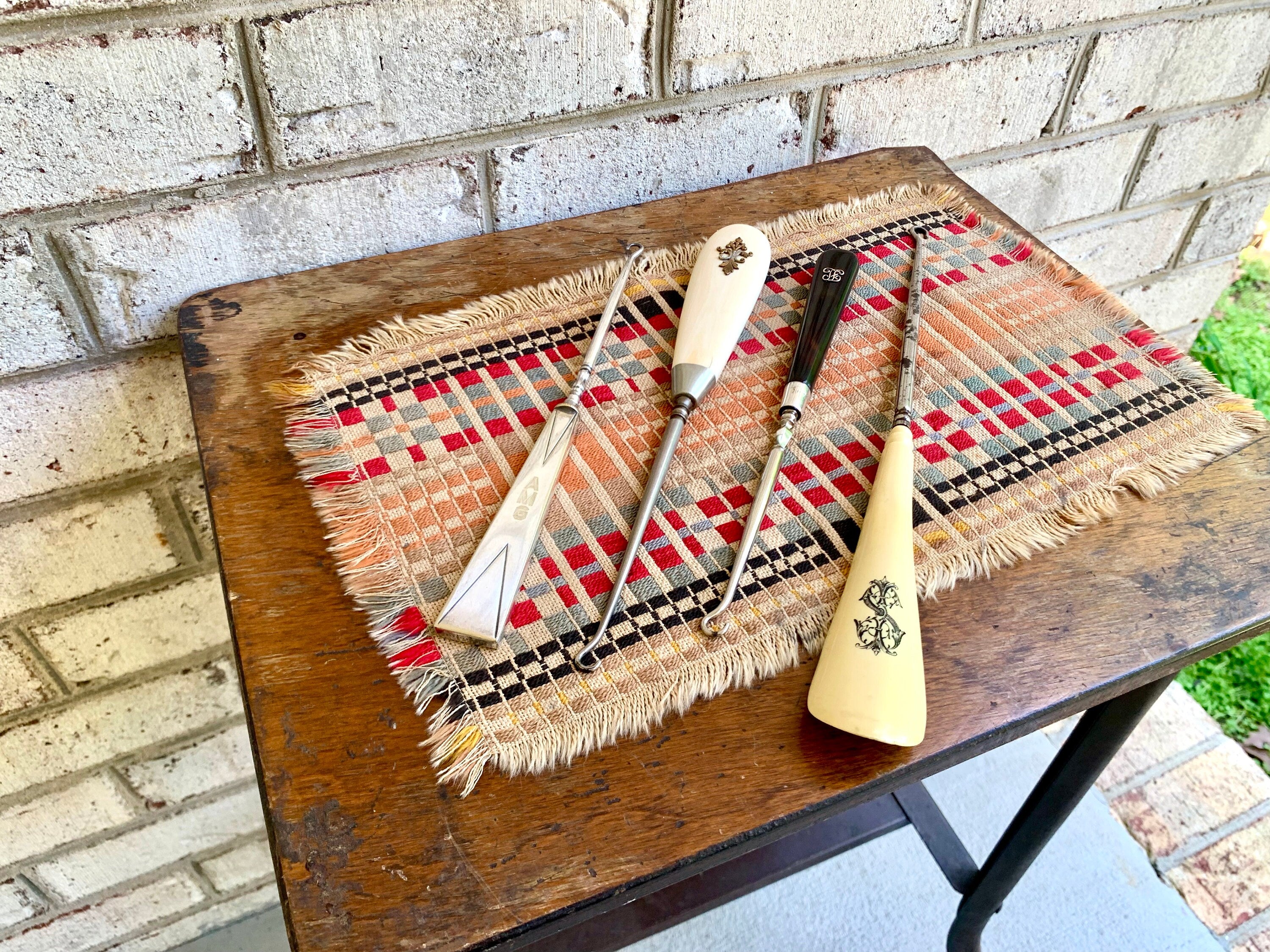 Vintage Lot of 4 Art Deco Button Hooks | Shoe Horn and Button Hooks | Monogrammed Button Hooks | Boot Button Hooks | Shoe Button Hooks