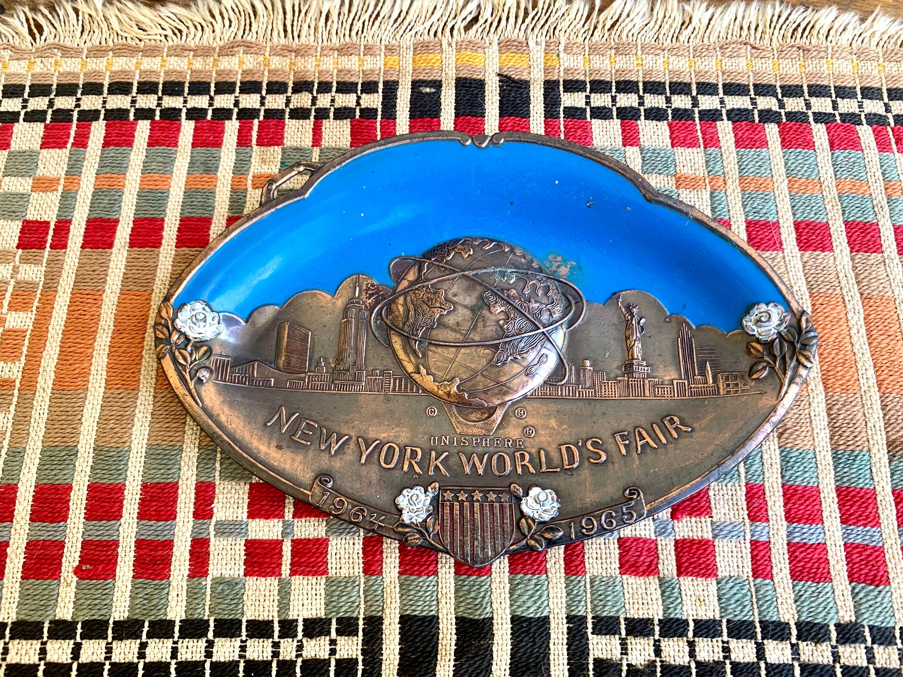 60's New York World's Fair Unisphere Plaque | 1964-65 World's Fair Metal and Enamel Plate | New York World's Fair Souvenir