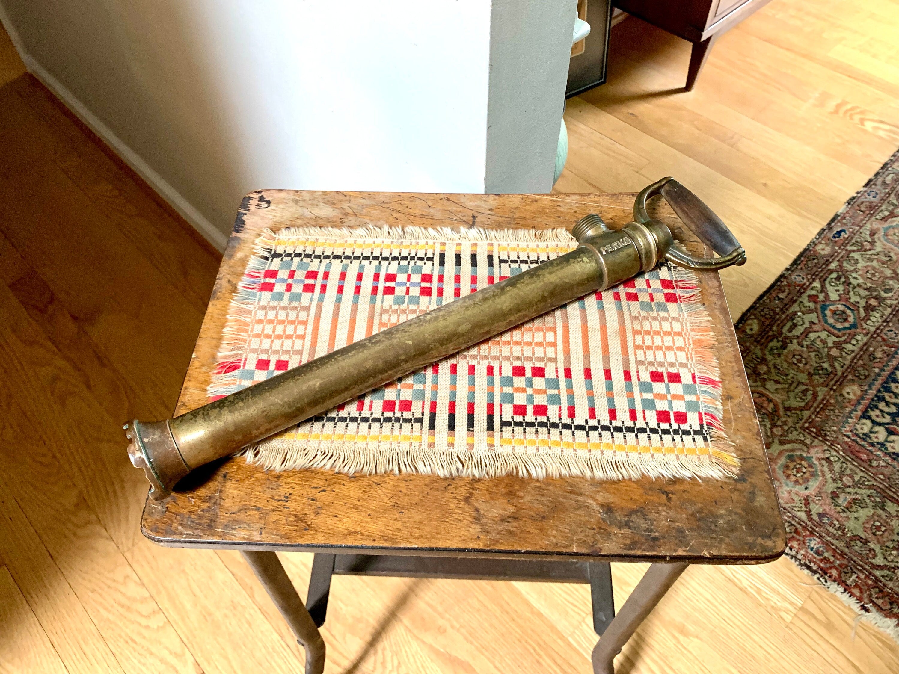 Antique Brass Perko Bilge Pump | Brass Hand Bilge Pump | Brass Hand Pump | Wood Handle Brass Perko Bilge Pump | 20"  Perko Bilge Pump