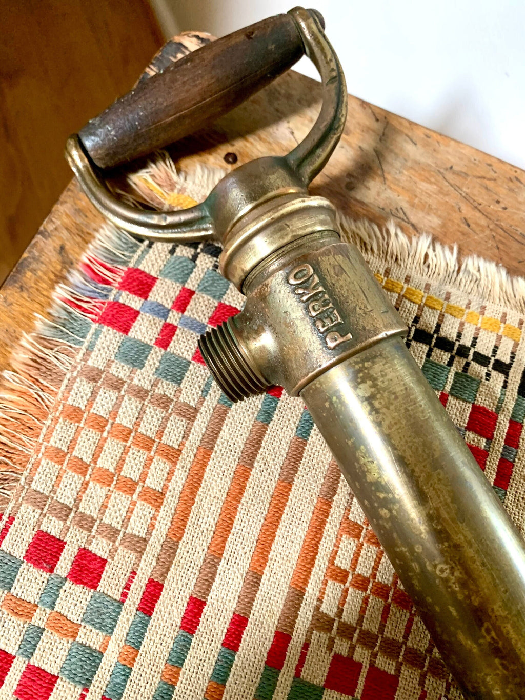 Antique Brass Perko Bilge Pump | Brass Hand Bilge Pump | Brass Hand Pump | Wood Handle Brass Perko Bilge Pump | 20"  Perko Bilge Pump