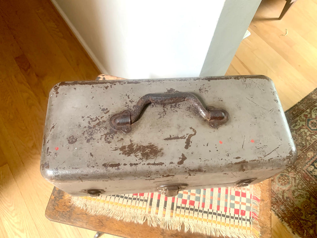 Rustic Grey Tackle Box With Contents | Distressed Tackle Box With Tackle | Gray Rustic Tackle Box With Distressed Tackle | Fishing Gear