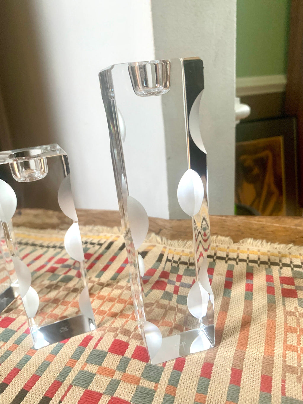 Vintage Set of 3 JG Durand Cristal Candle Holders | Crystal Candlestick Holders | JG Durand Batik Lune Candle Holders | MCM Candle Holders