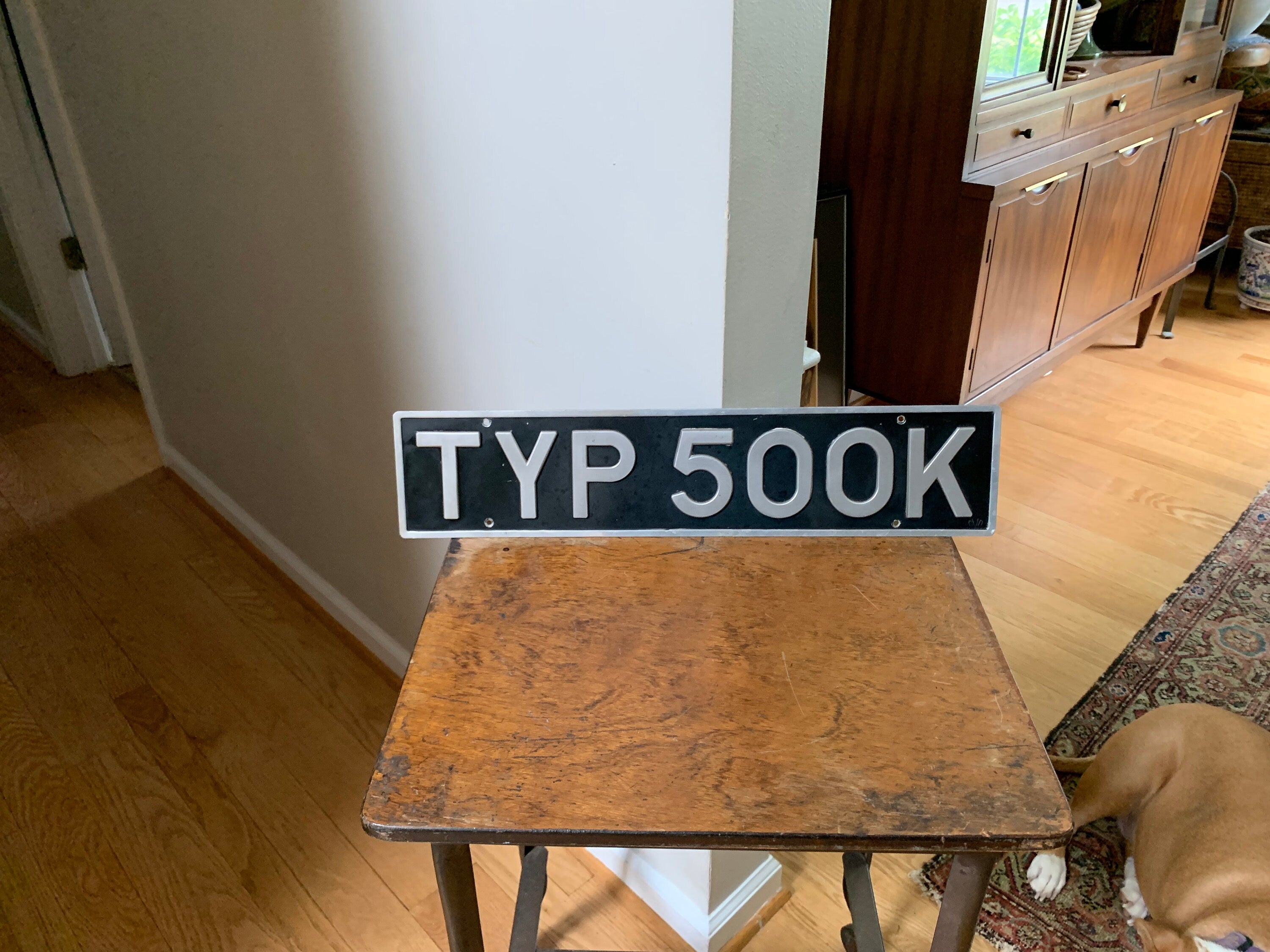Mercedes Type 500K Euro License Plate | Euro Type 500K Black and Silver License Plate | Vintage Type 500K Name Plate | Mercedes Benz 500K Euro Plate