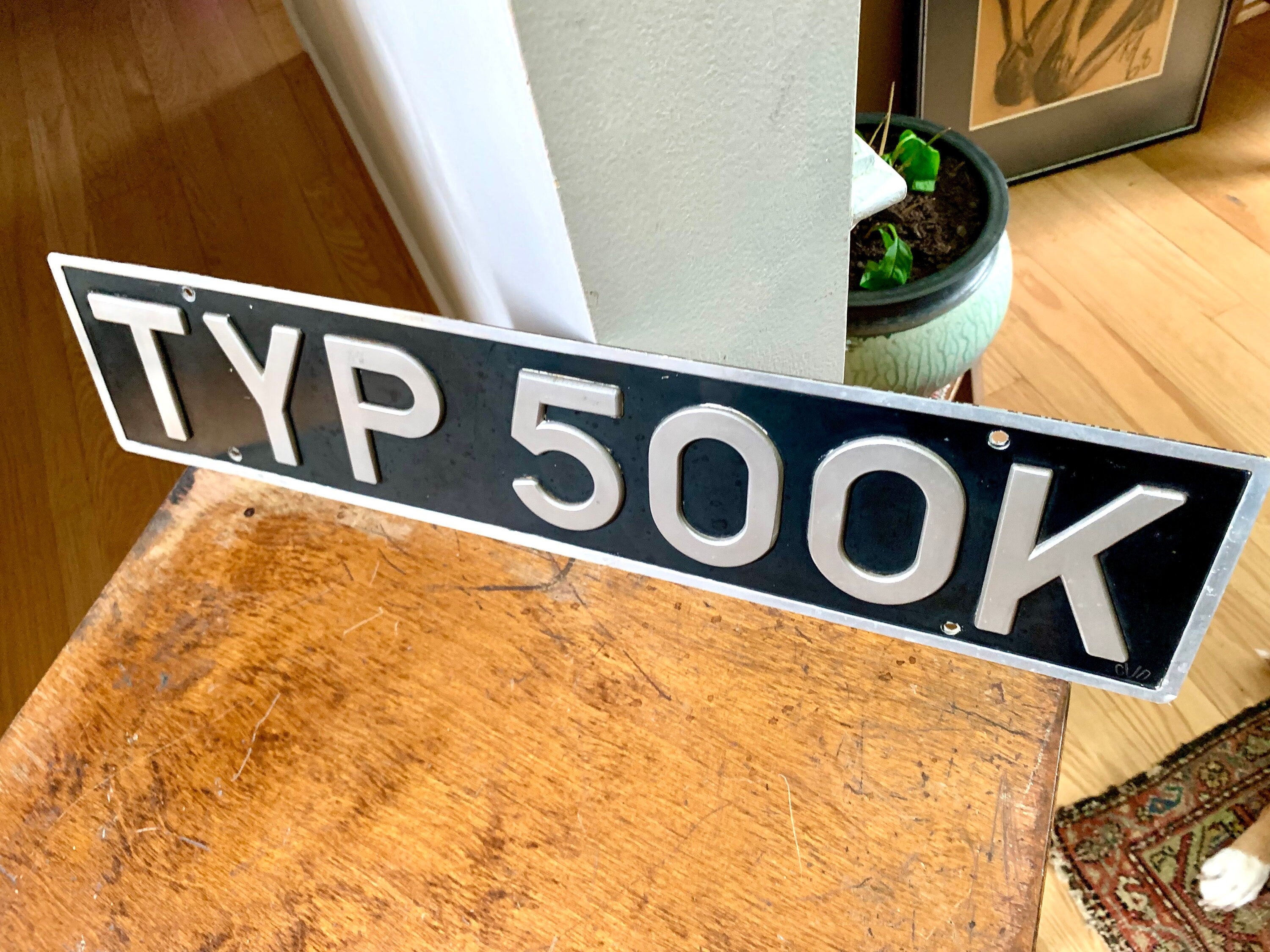 Mercedes Type 500K Euro License Plate | Euro Type 500K Black and Silver License Plate | Vintage Type 500K Name Plate | Mercedes Benz 500K Euro Plate