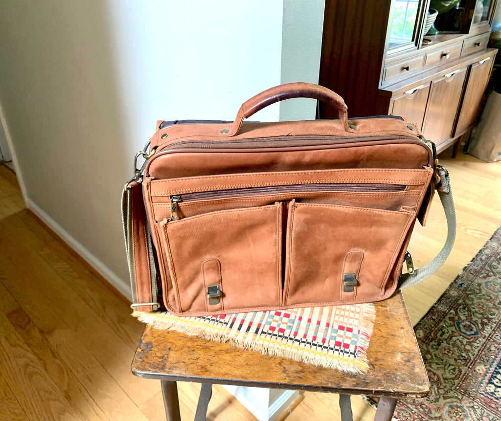 Samsonite Leather Soft Briefcase | Vintage Samsonite Leather Computer Bag | Leather Messenger Bag | Vintage Shoulder Briefcase